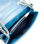 Saint Laurent Monogram Loulou Calfskin Y Quilted Monogram Small Chain Satchel Blue Leather Shoulder Bag