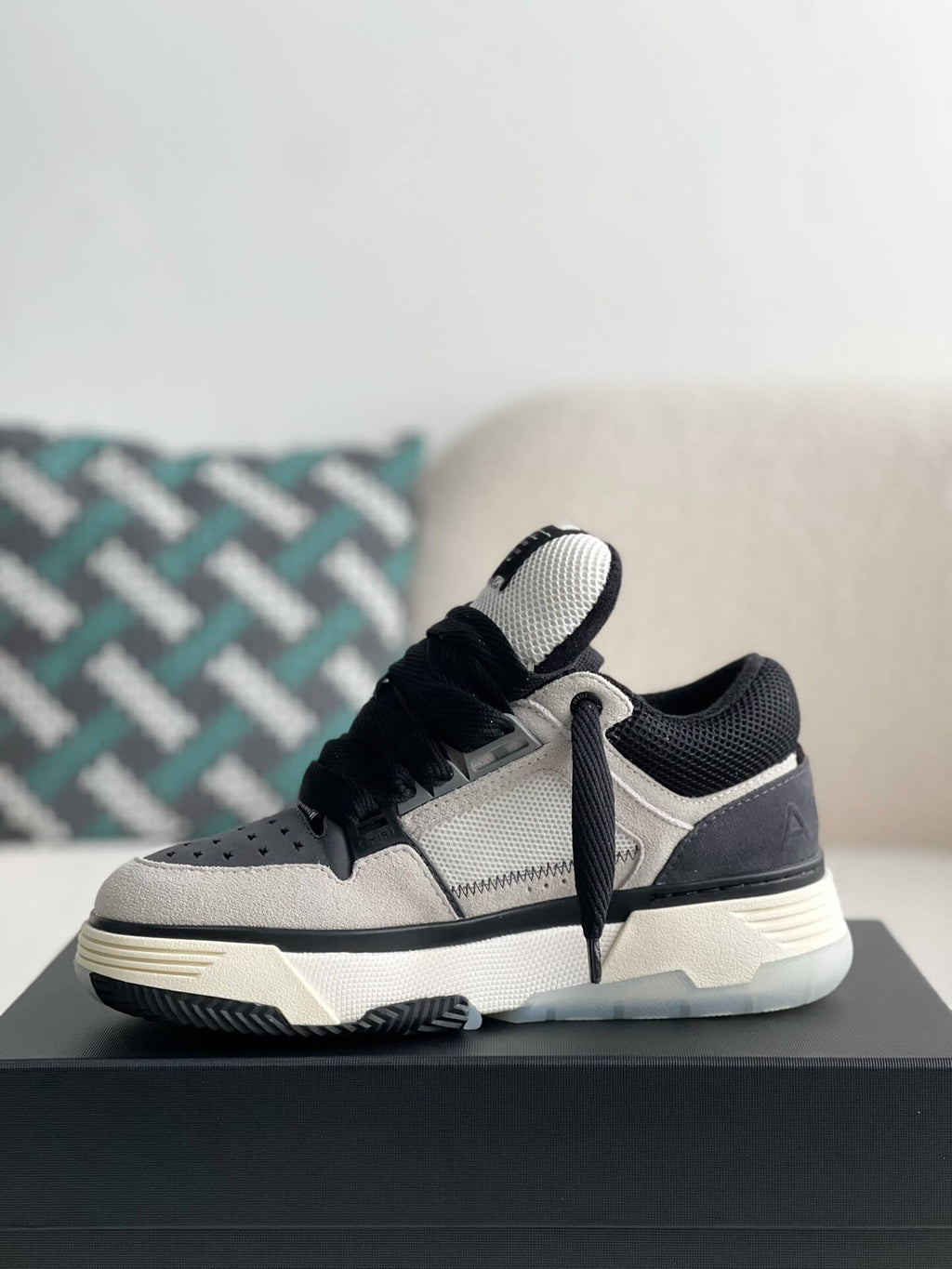 Amiri MA-1 Sneaker – Grey Suede, Black & White