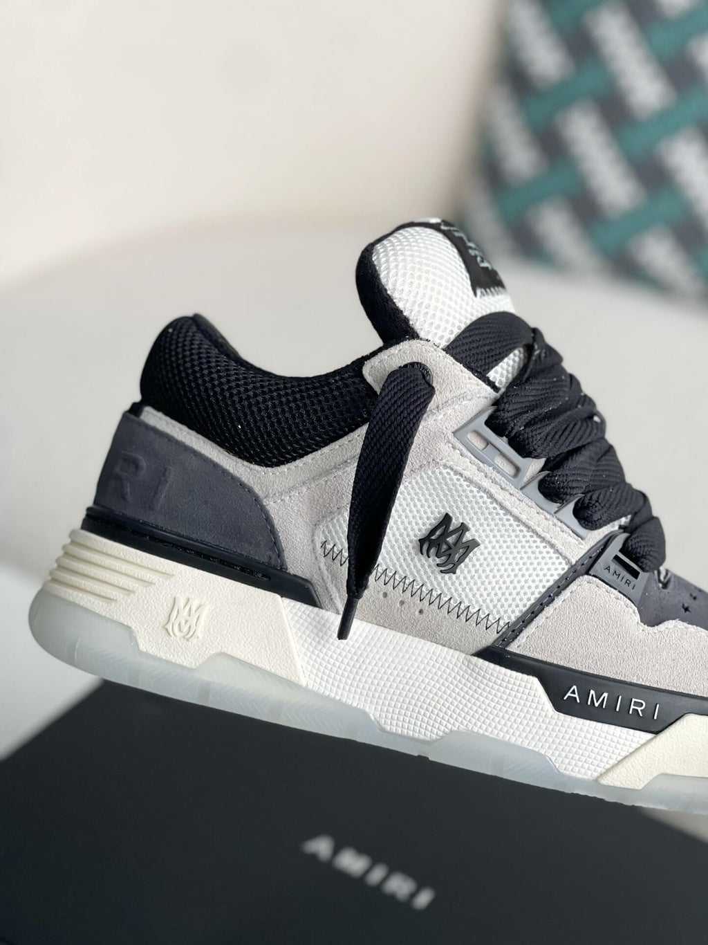 Amiri MA-1 Sneaker – Grey Suede, Black & White