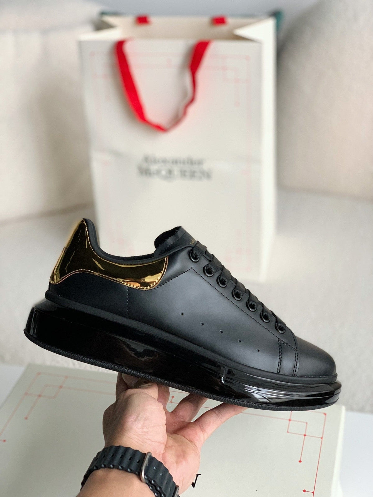 Alexander McQueen Oversized Black Gold Sneakers