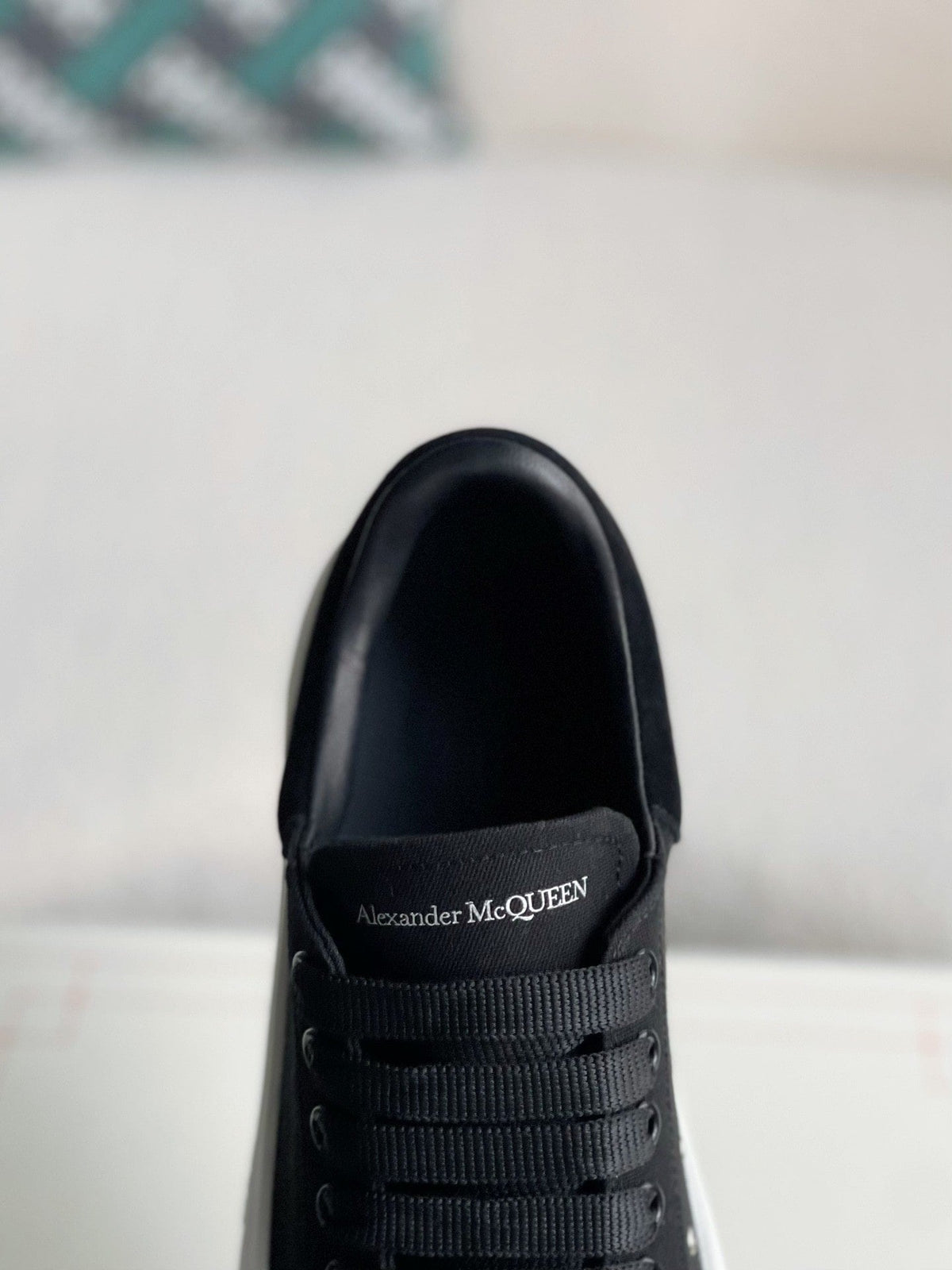 Alexander McQueen Black Canvas and Suede Plimsoll Lace Up Sneakers