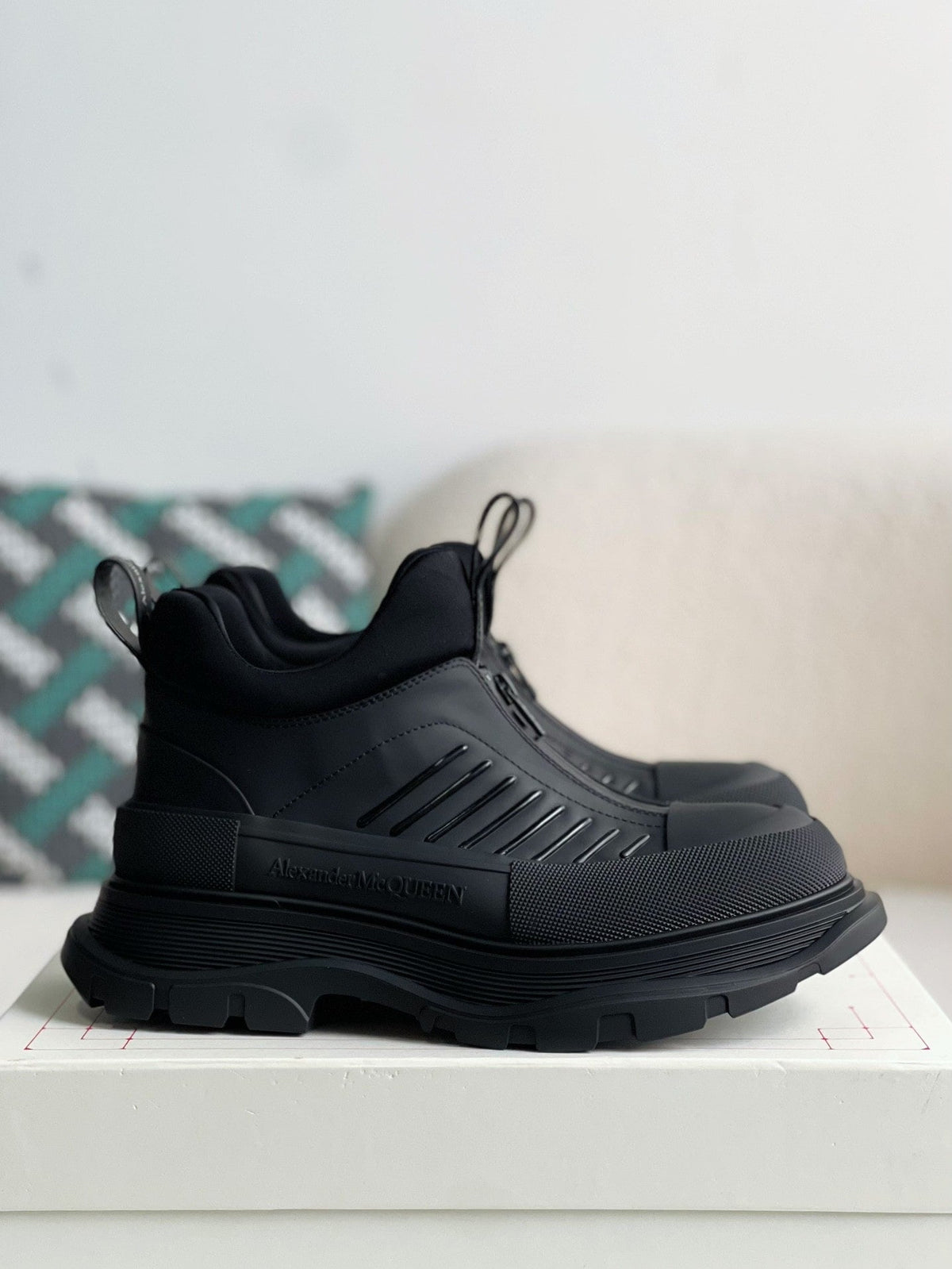 Alexander McQueen Moto Tread Slick Black Zip-Up Hybrid Sneakers