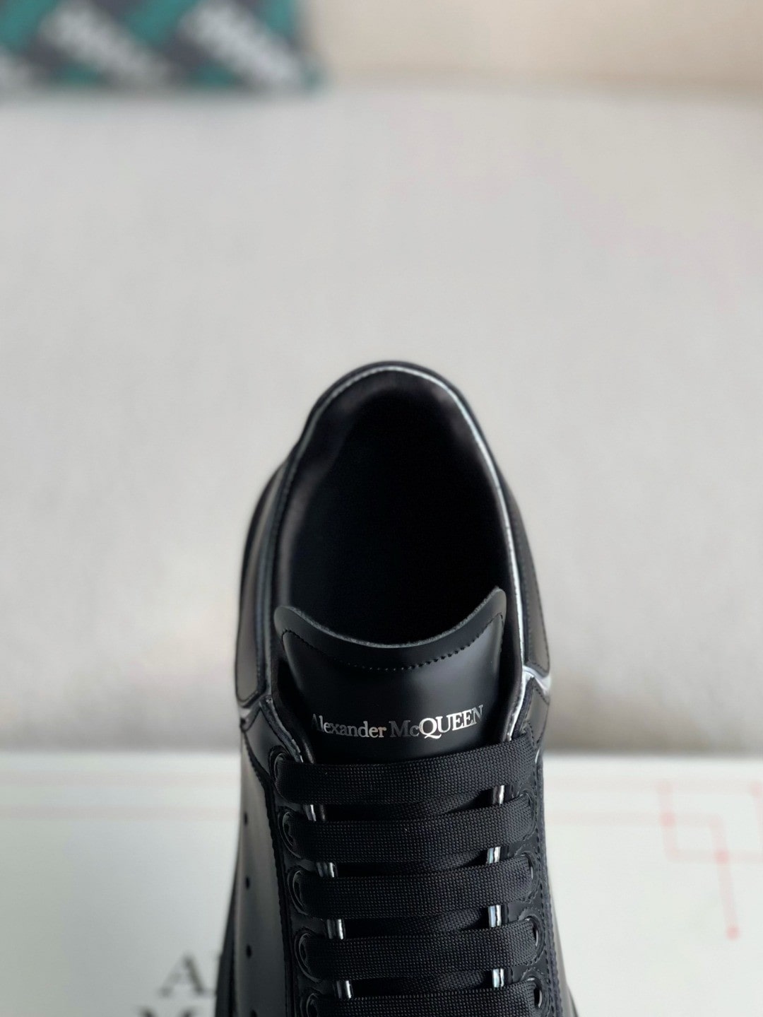 Alexander McQueen Oversized Black Sneakers with Holographic Piping Outline