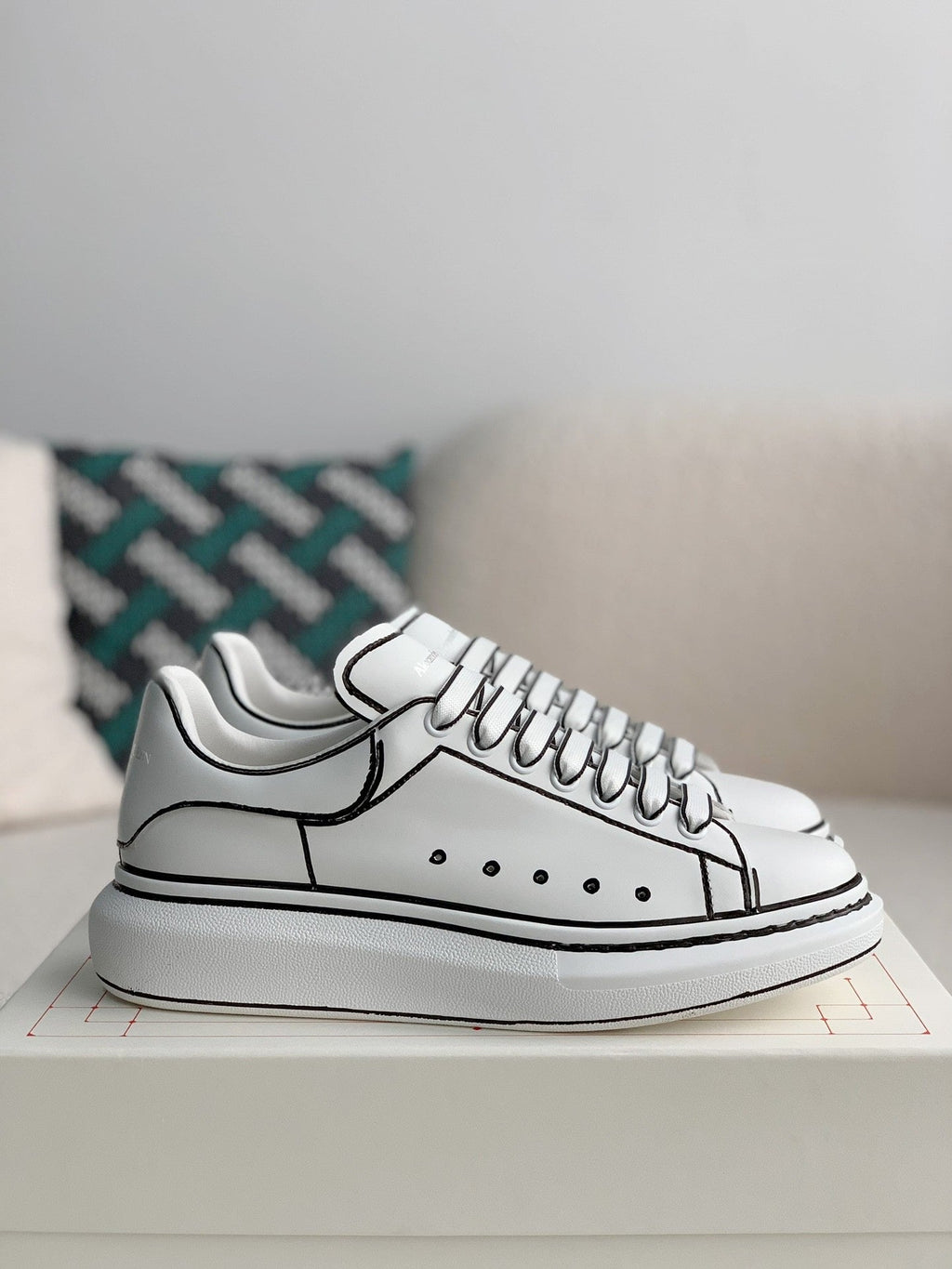Alexander McQueen Oversized White Black Outline Sneakers