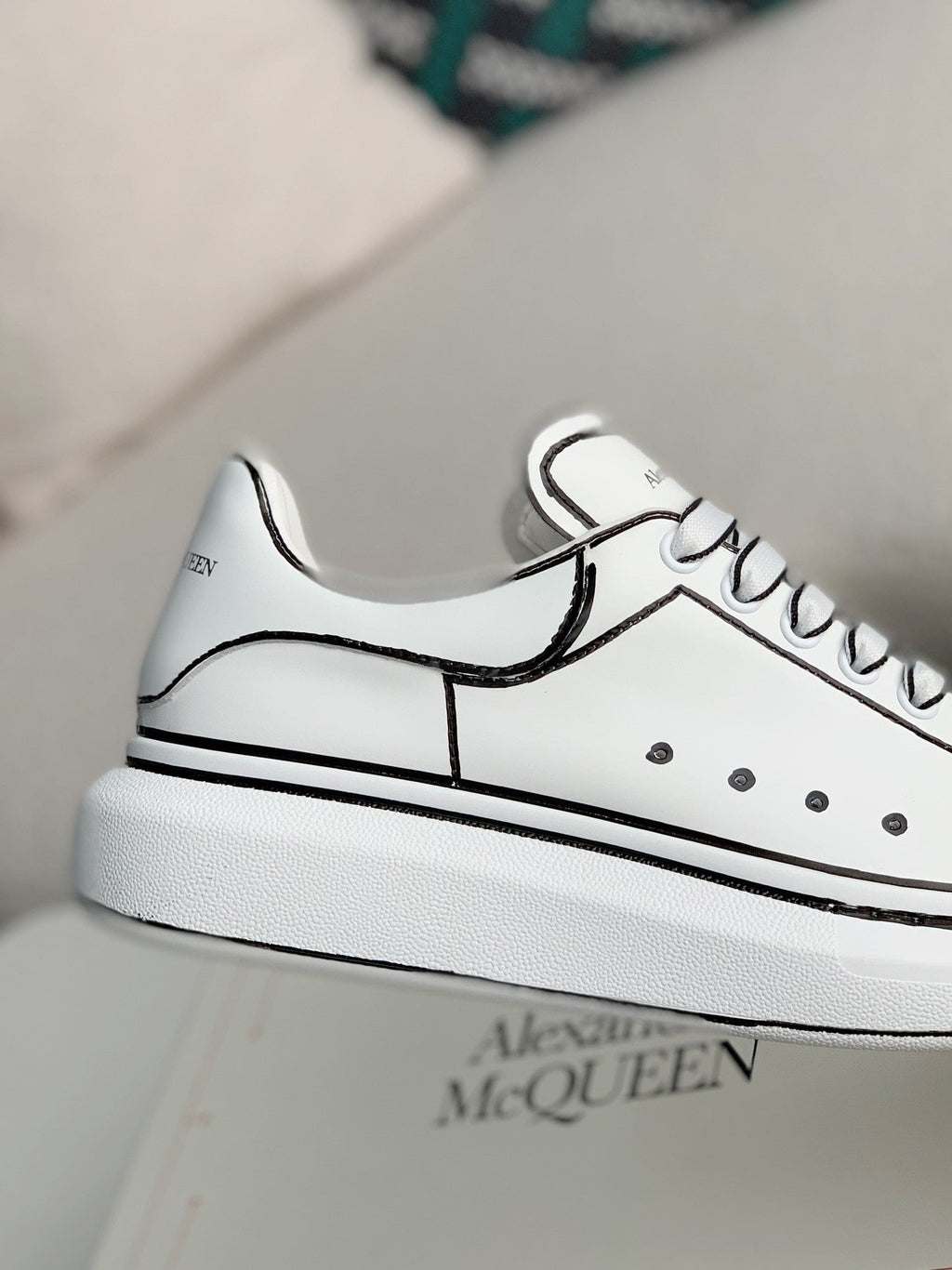 Alexander McQueen Oversized White Black Outline Sneakers