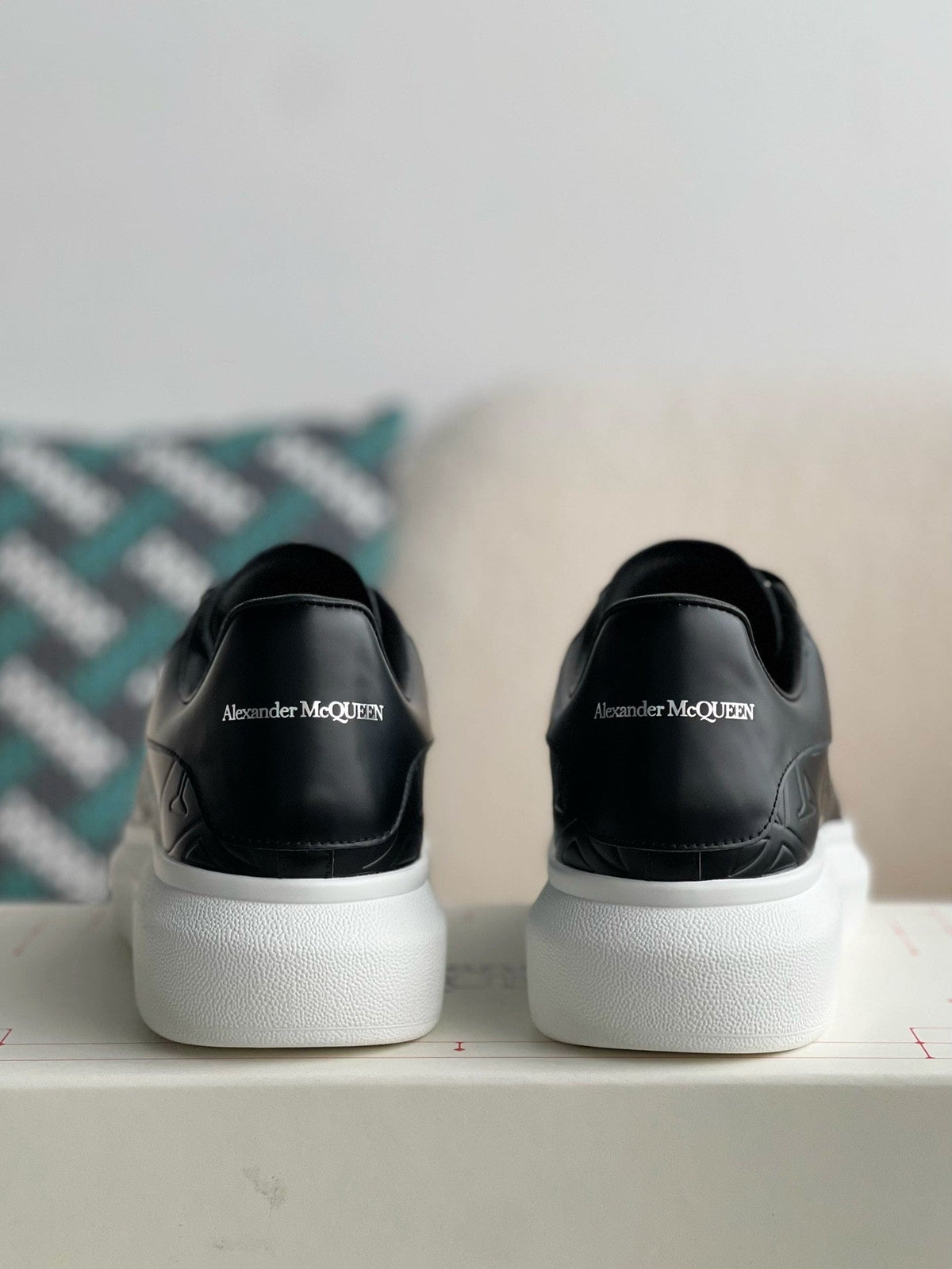 Alexander McQueen Quilted Black Oversized Sneakers - White Chunky Sole