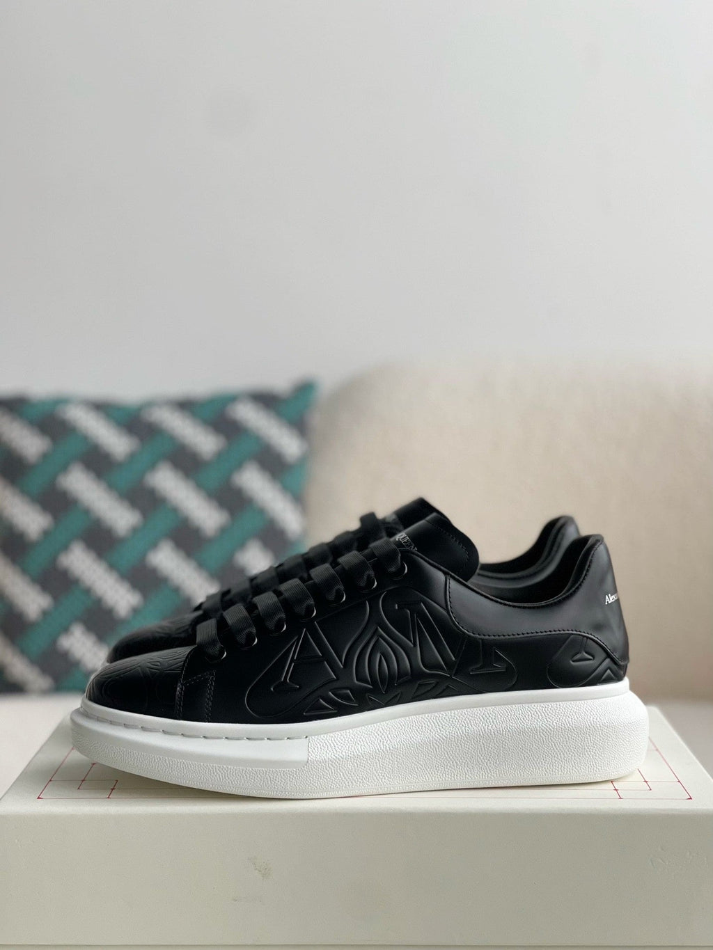Alexander McQueen Quilted Black Oversized Sneakers - White Chunky Sole