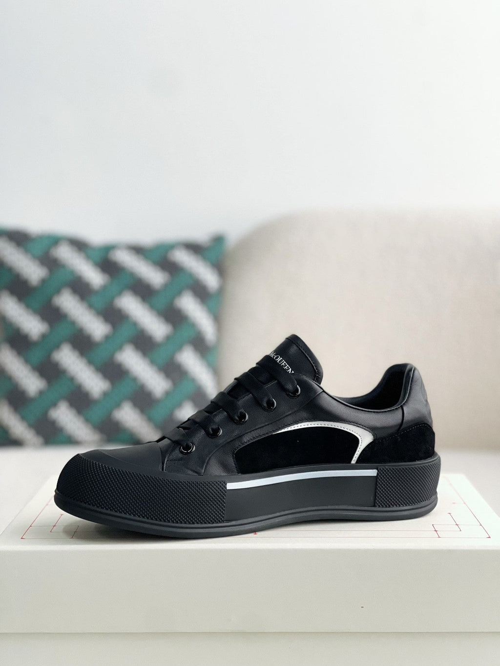 Alexander McQueen Skate Deck Plimsoll Sneakers - Black Leather Suede
