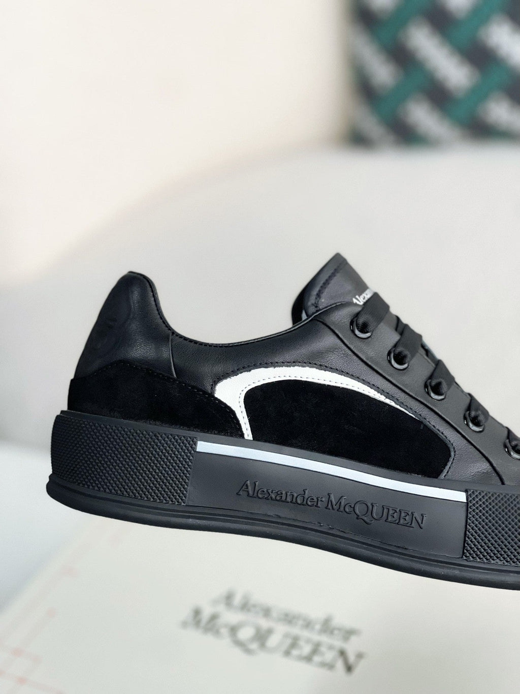 Alexander McQueen Skate Deck Plimsoll Sneakers - Black Leather Suede