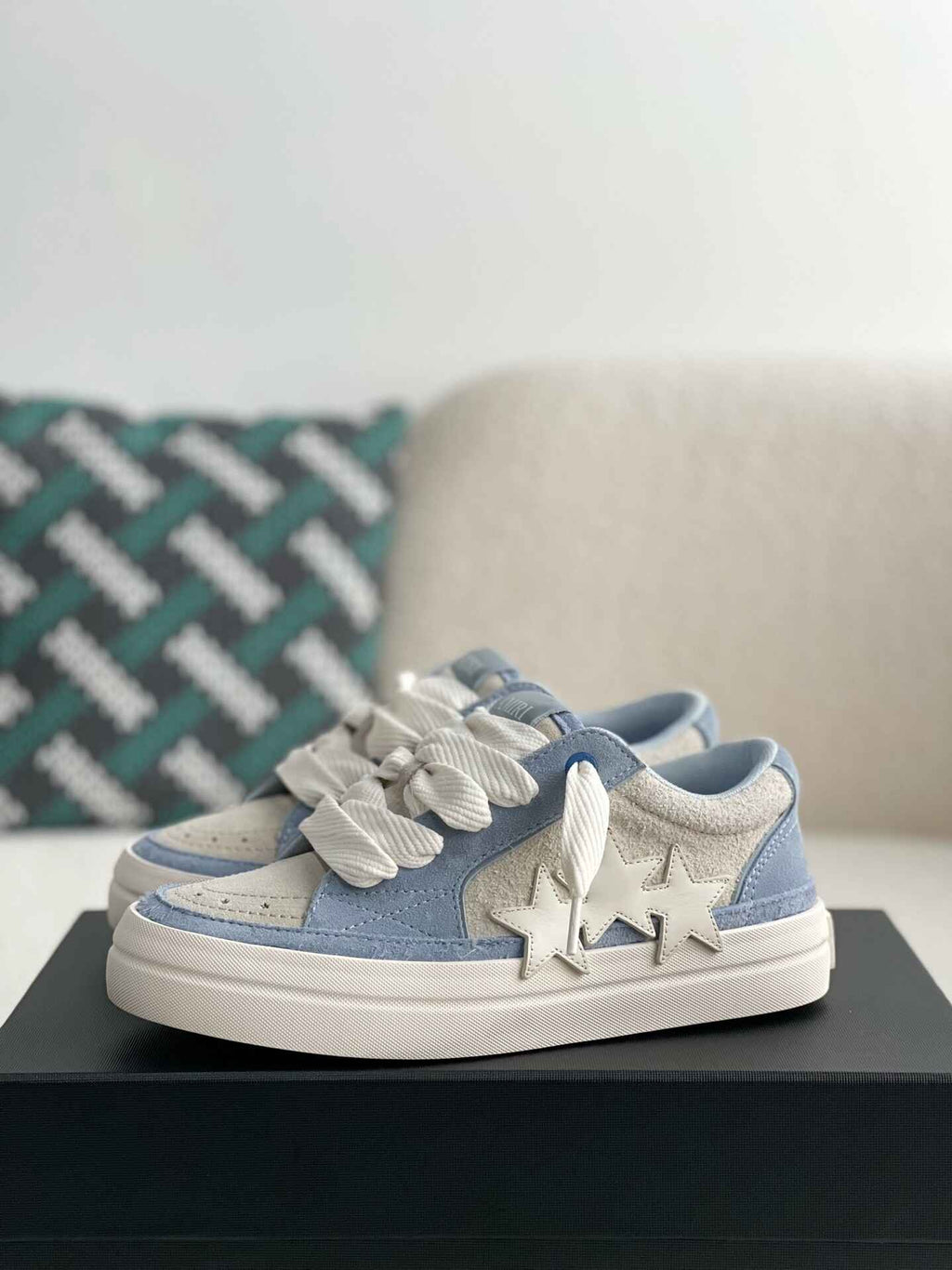 Amiri MA-1 Court Sneaker – Baby Blue & Grey Suede