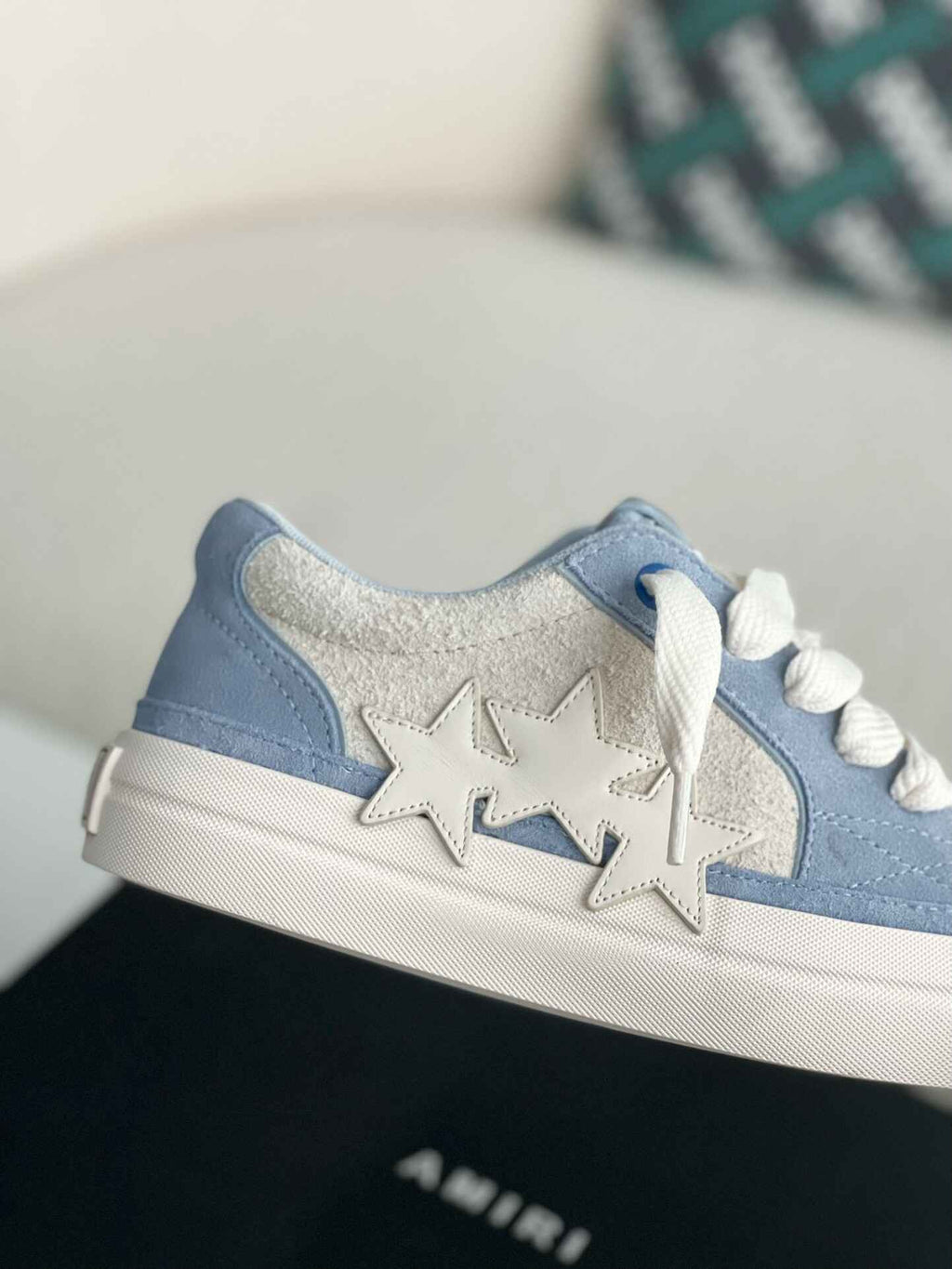 Amiri MA-1 Court Sneaker – Baby Blue & Grey Suede