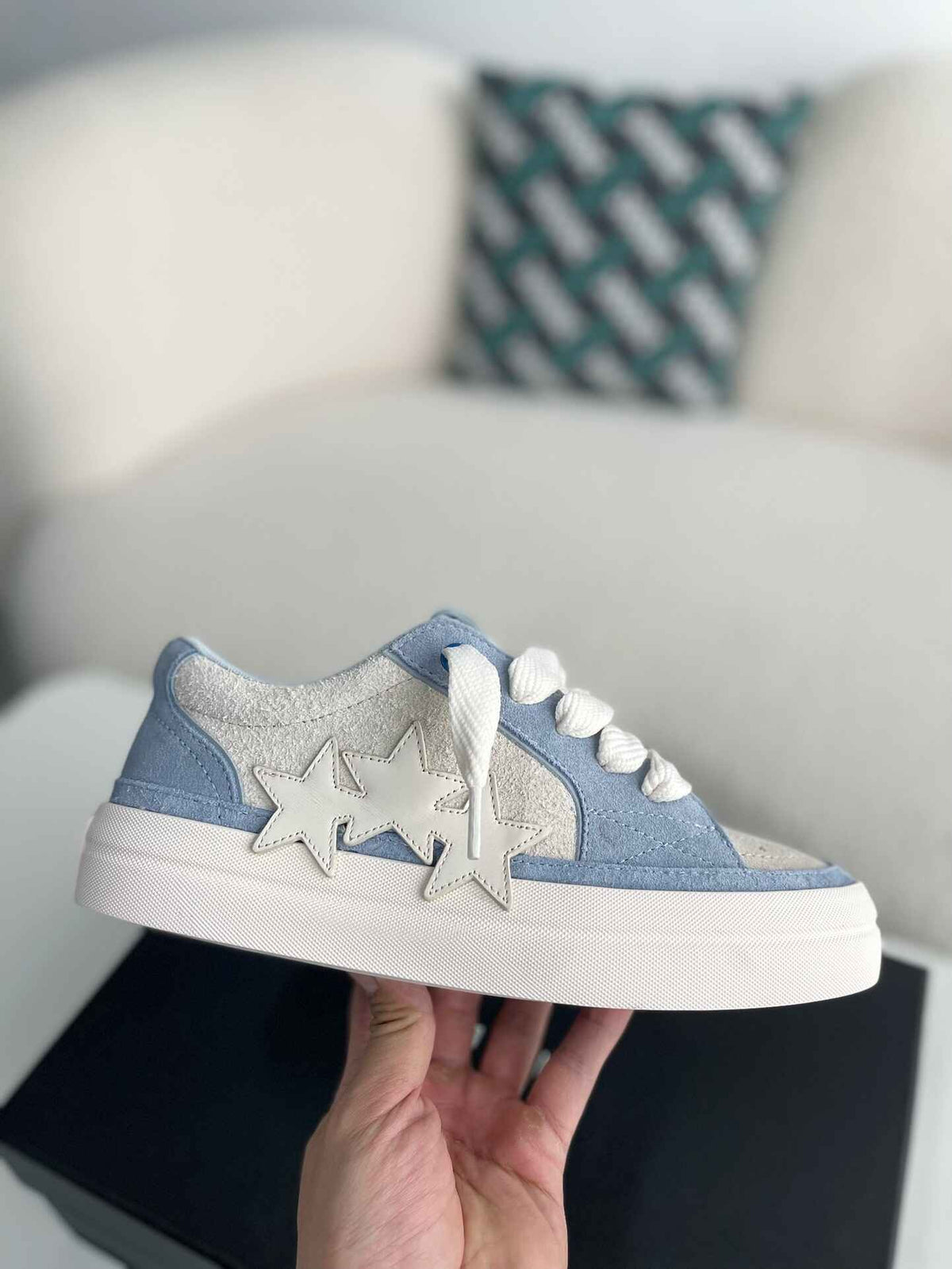 Amiri MA-1 Court Sneaker – Baby Blue & Grey Suede