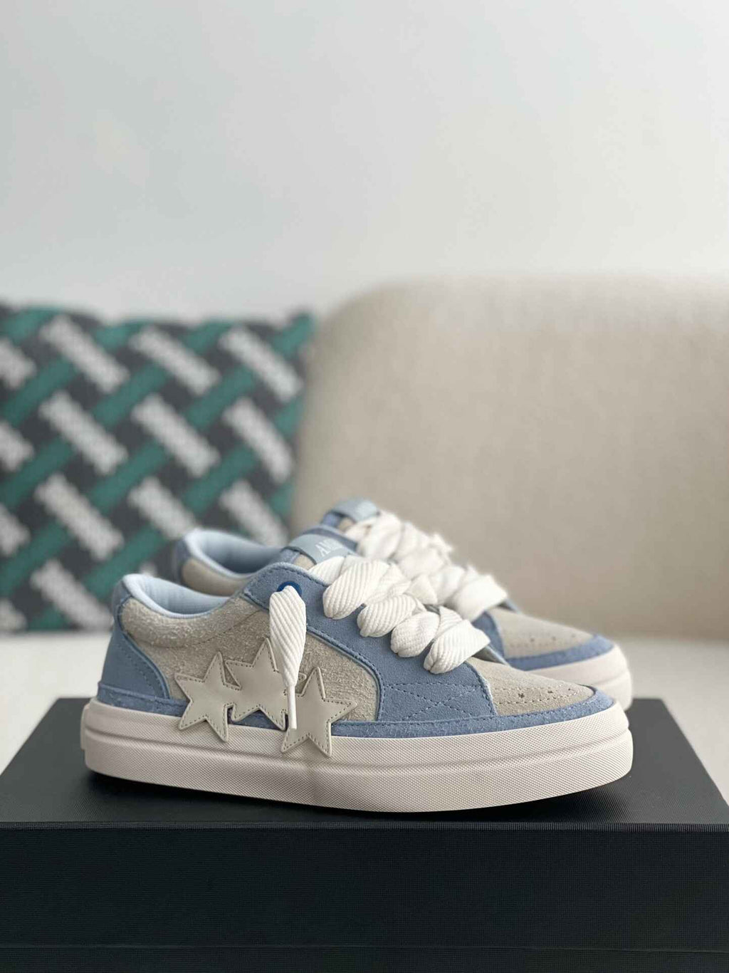 Amiri MA-1 Court Sneaker – Baby Blue & Grey Suede
