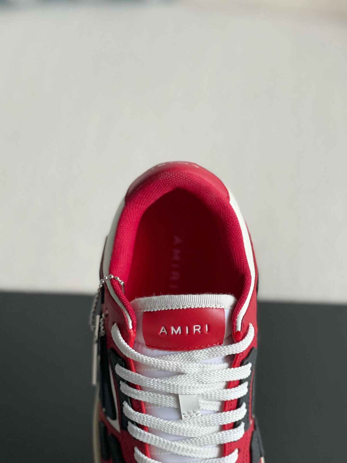 Amiri Skel Top Low – Red, White & Black Grained Leather