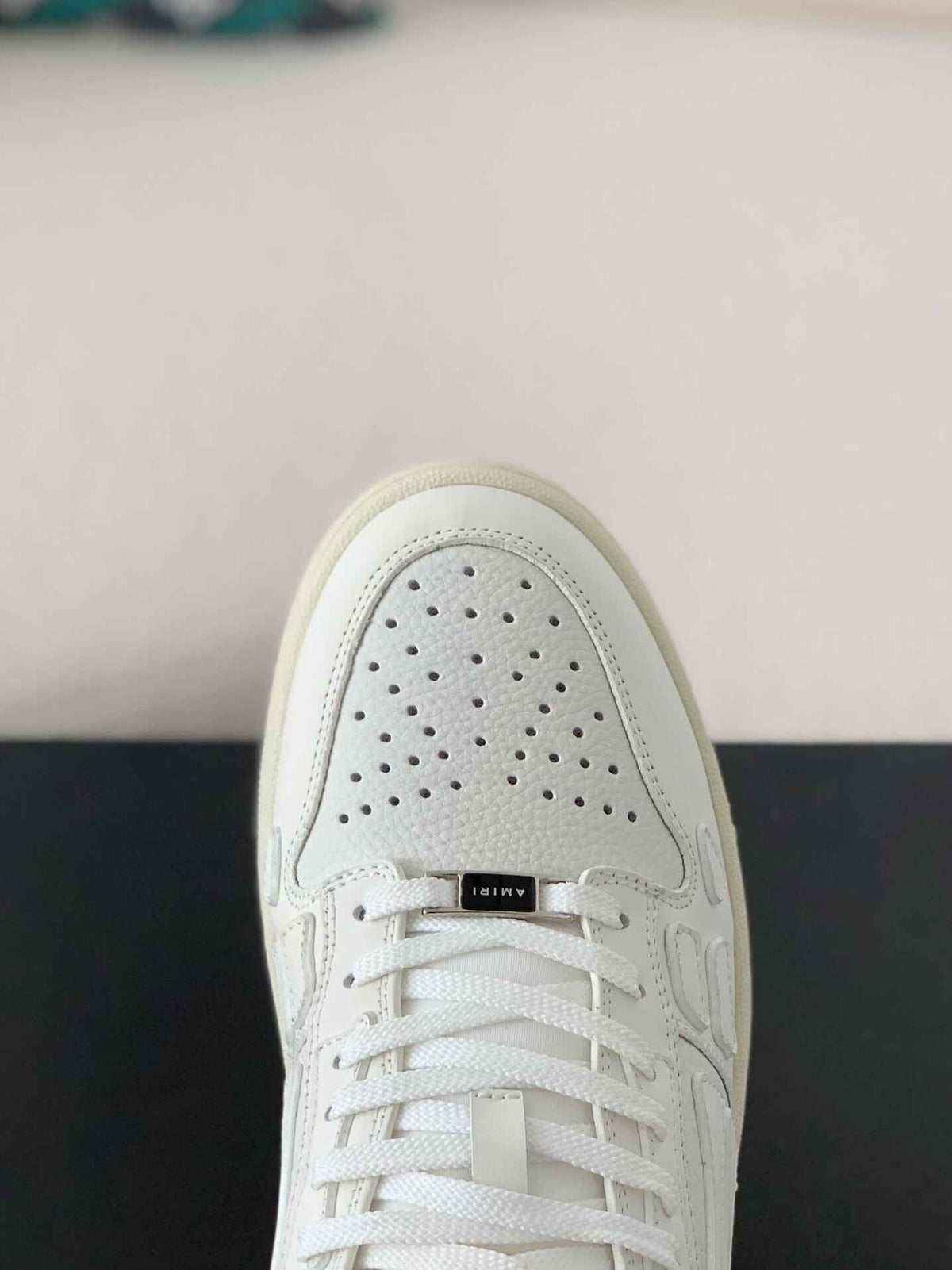 Amiri Skel Top Low – Triple White Grained Leather