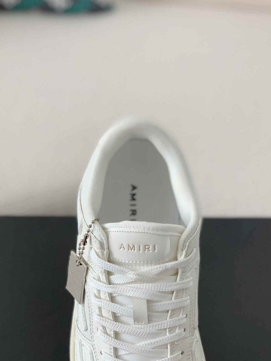 Amiri Skel Top Low – Triple White Grained Leather