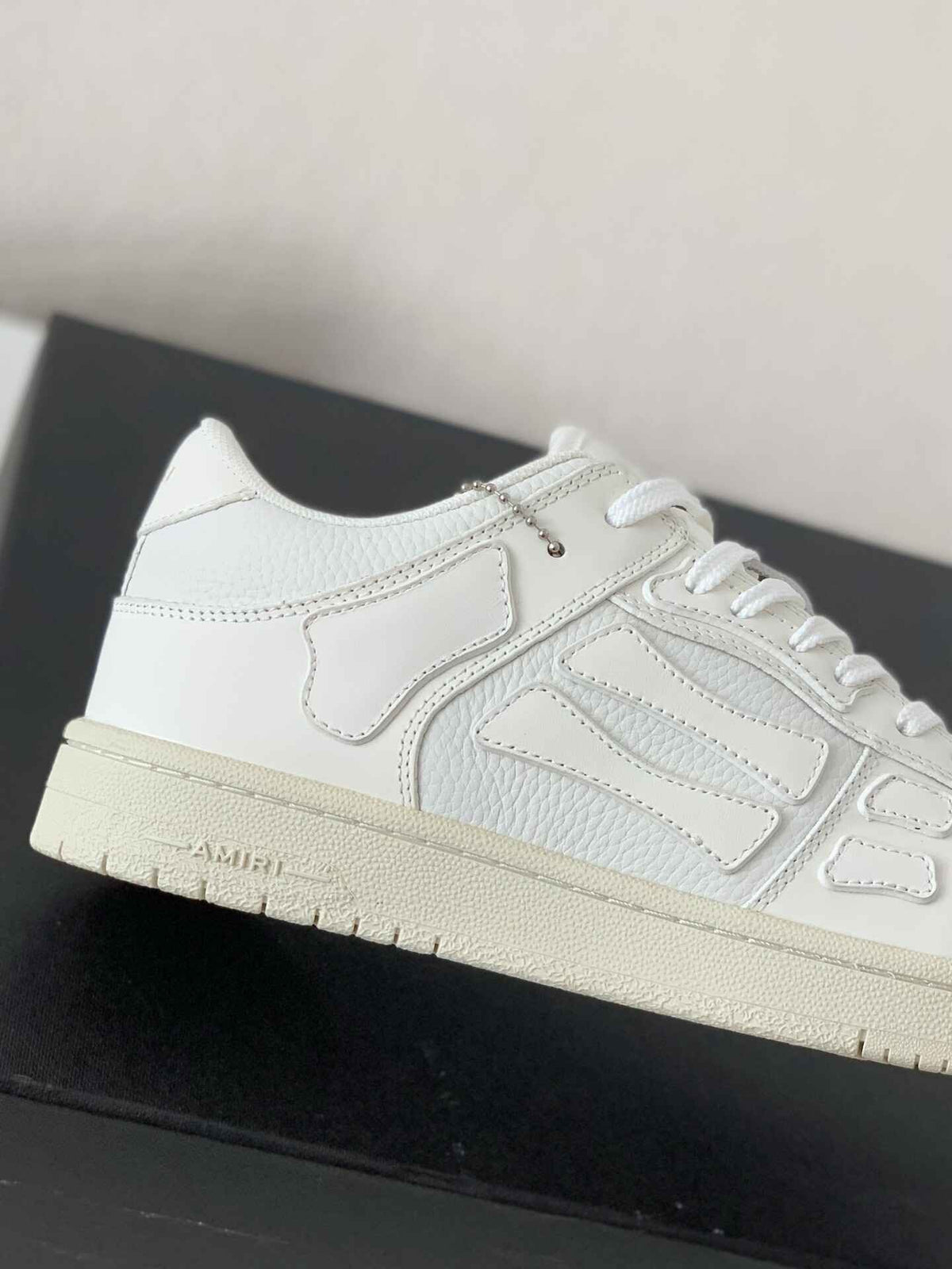 Amiri Skel Top Low – Triple White Grained Leather