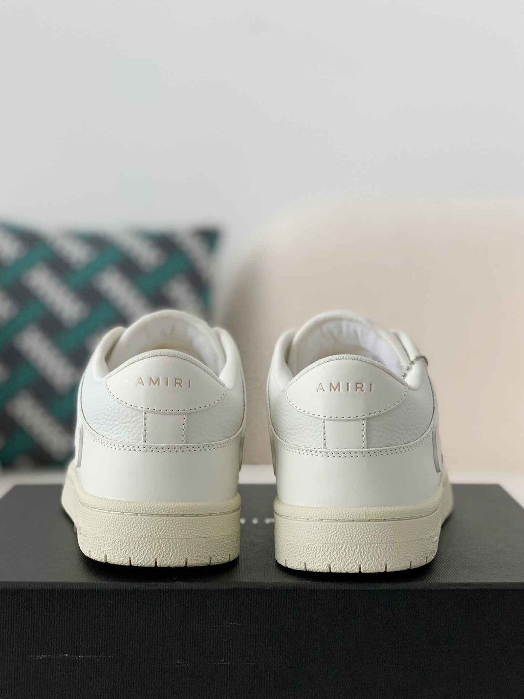 Amiri Skel Top Low – Triple White Grained Leather