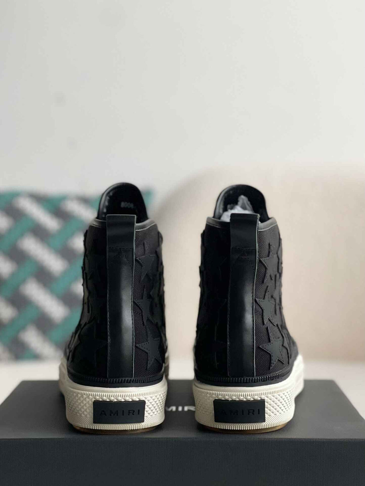 Amiri Star Court High – Black Canvas & Leather Stars