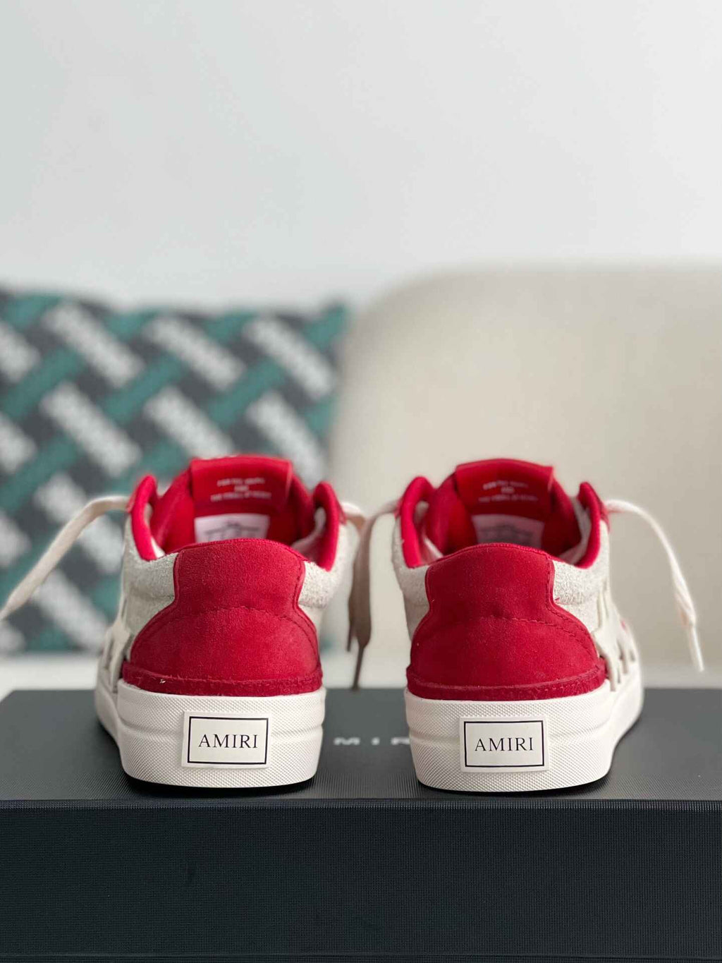 Amiri Star Court Low – Red & Bone Suede