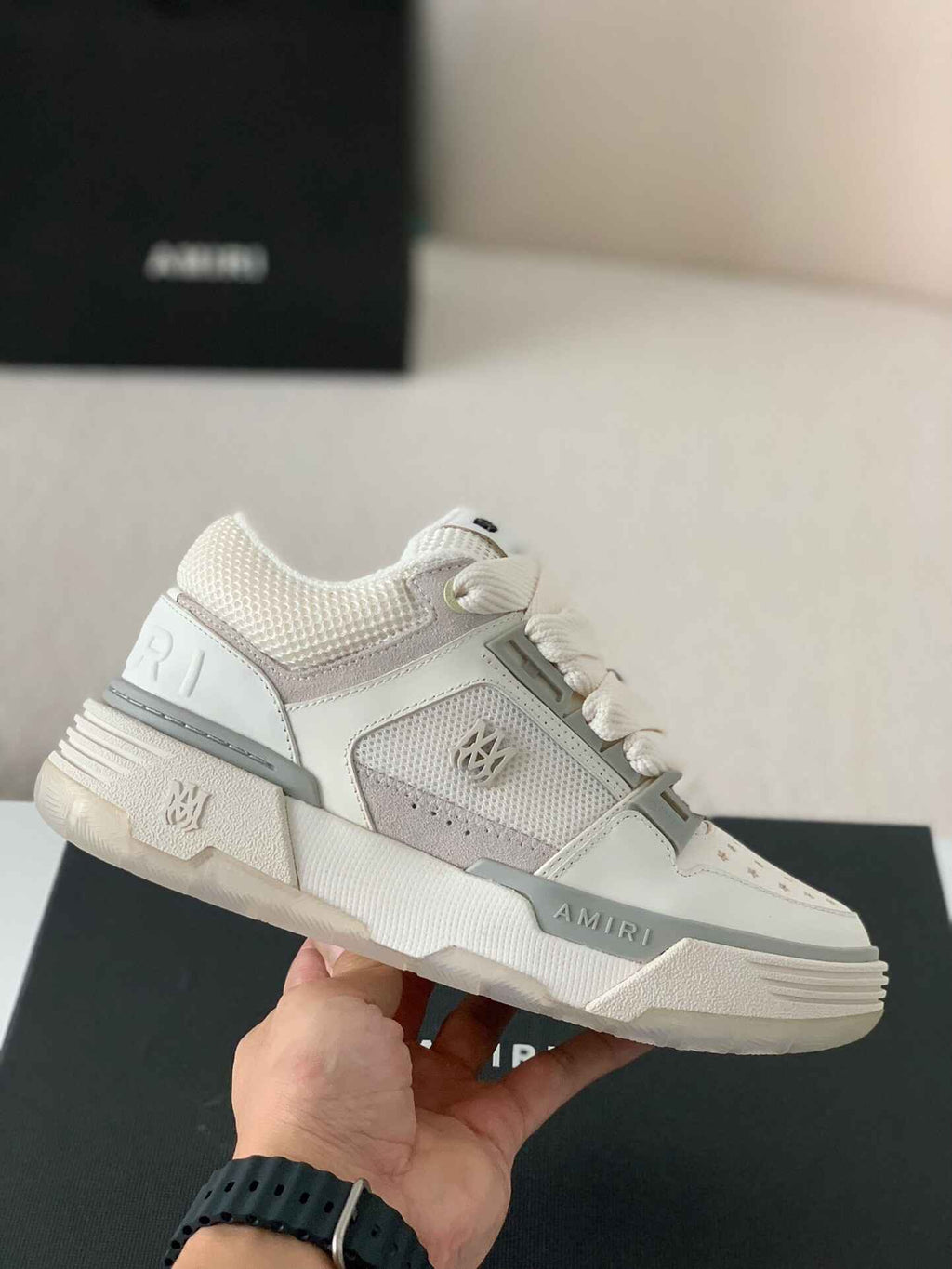Amiri MA-1 Sneaker – Triple White & Grey