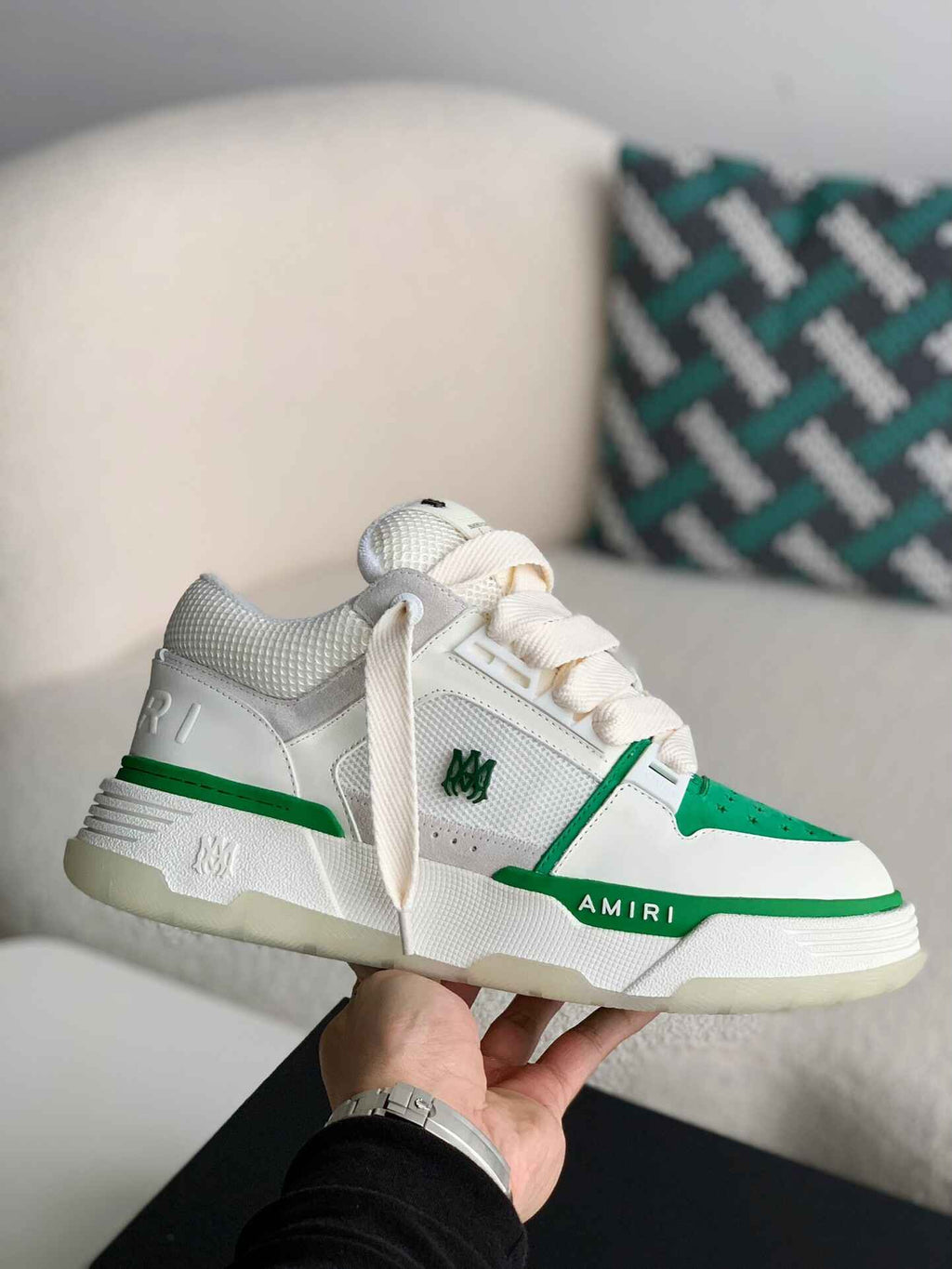 Amiri MA-1 Sneaker – White, Green & Bone