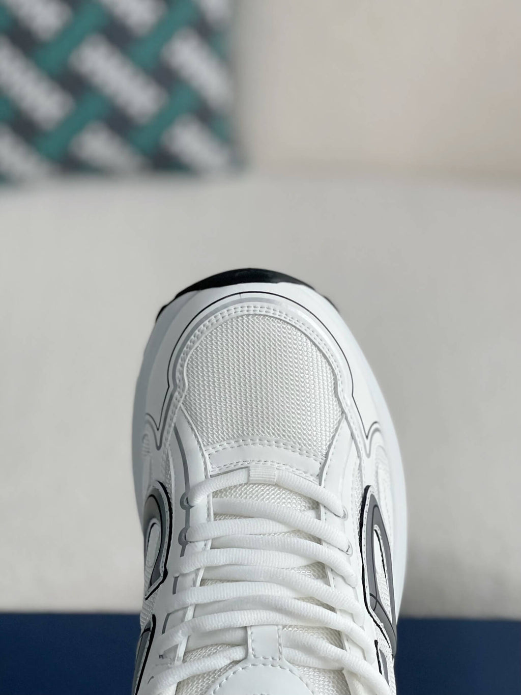 Dior B30 Low-Top Sneaker White Mesh and Technical Fabric with Grey CD Signature and White Rubber Sole