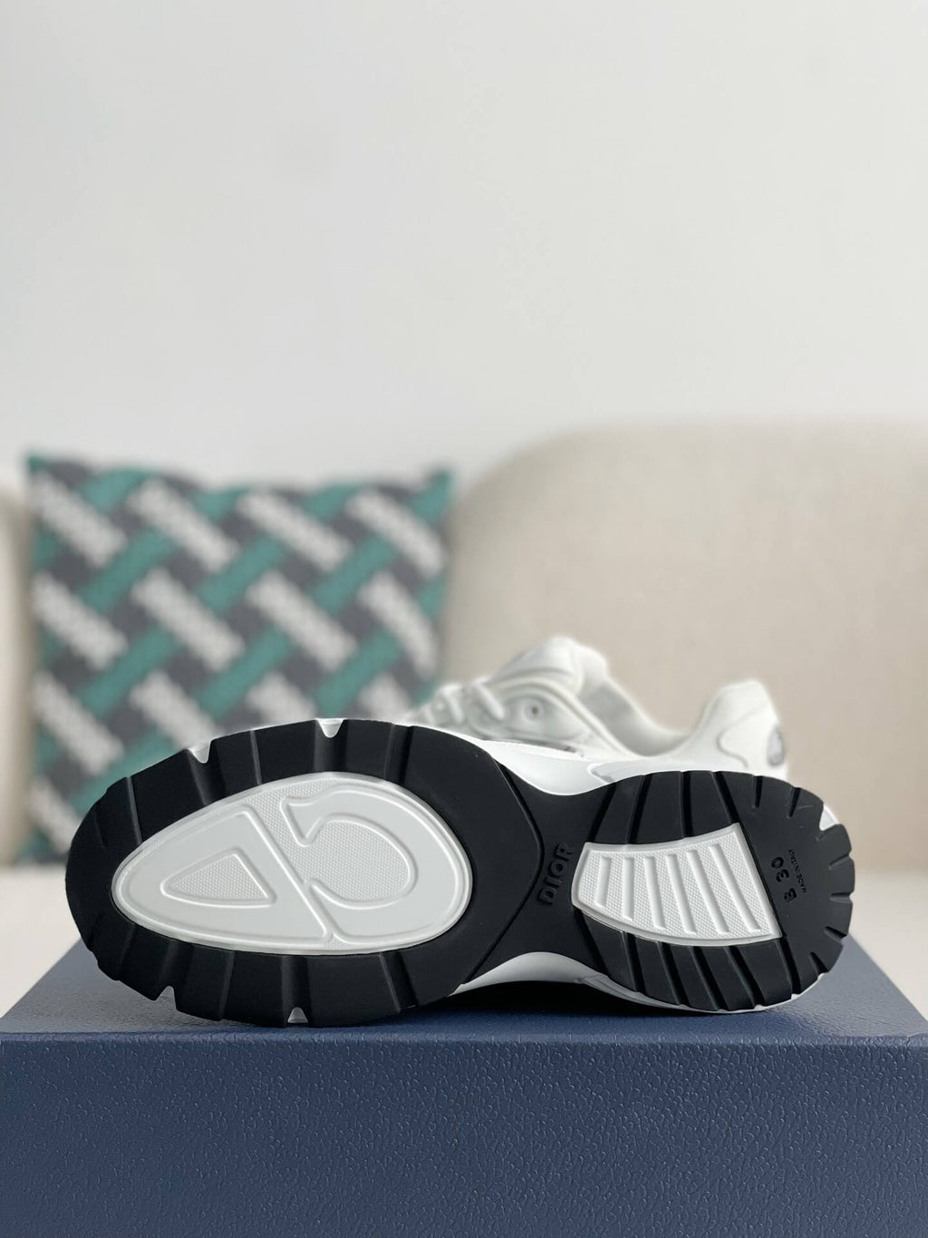 Dior B30 Low-Top Sneaker White Mesh and Technical Fabric with Grey CD Signature and White Rubber Sole