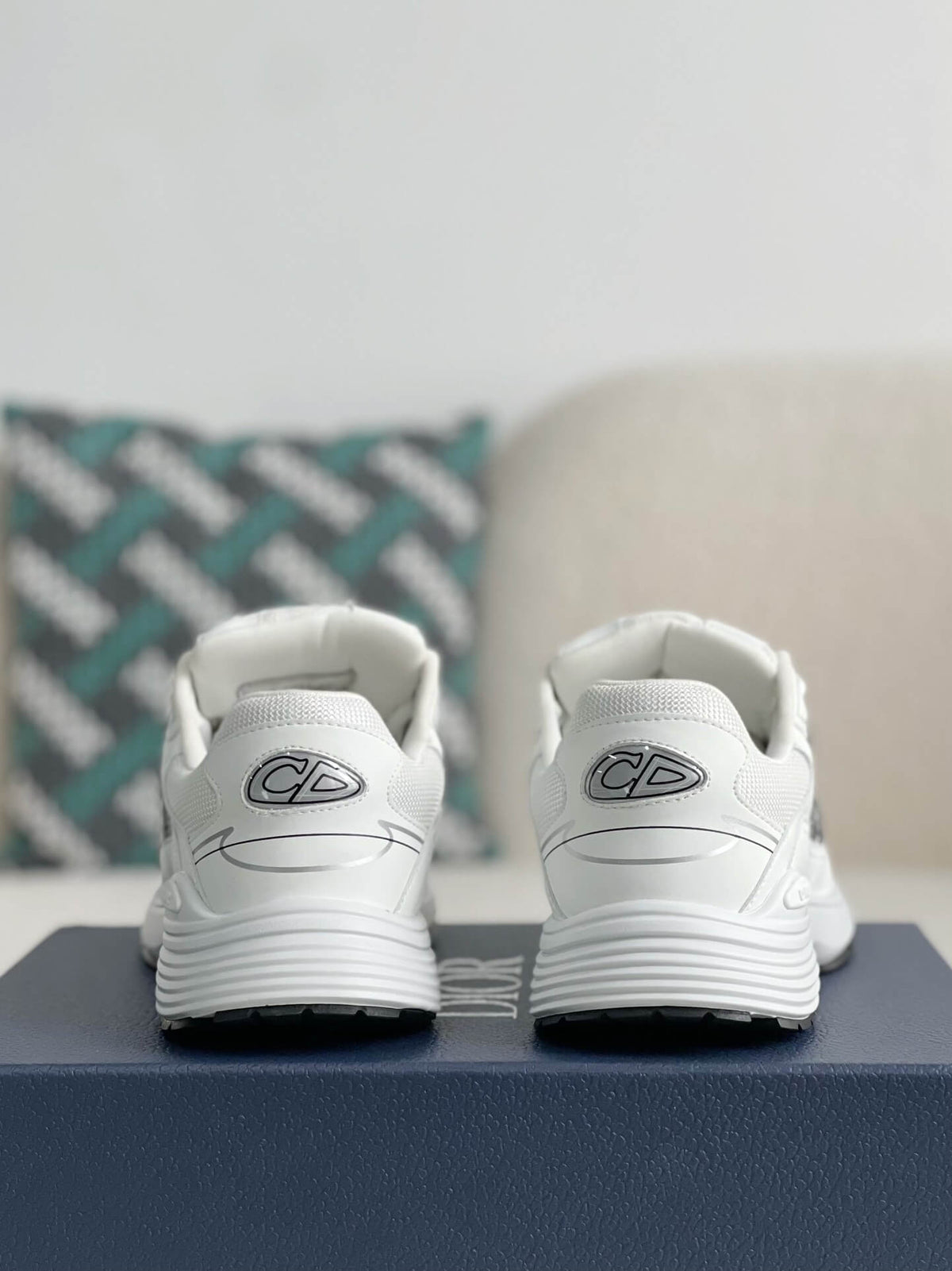 Dior B30 Low-Top Sneaker White Mesh and Technical Fabric with Grey CD Signature and White Rubber Sole
