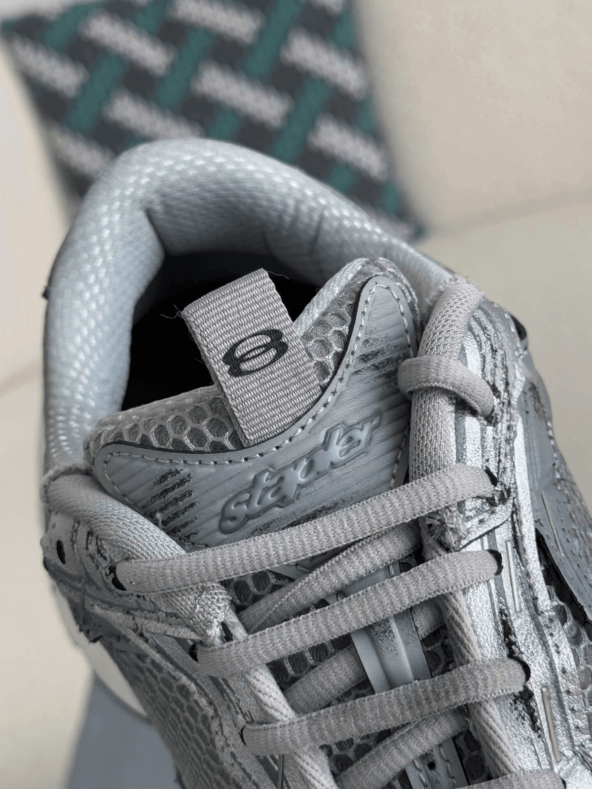 Balenciaga Men's Stapler Sneaker in Grey/ Silver/ Black/ White