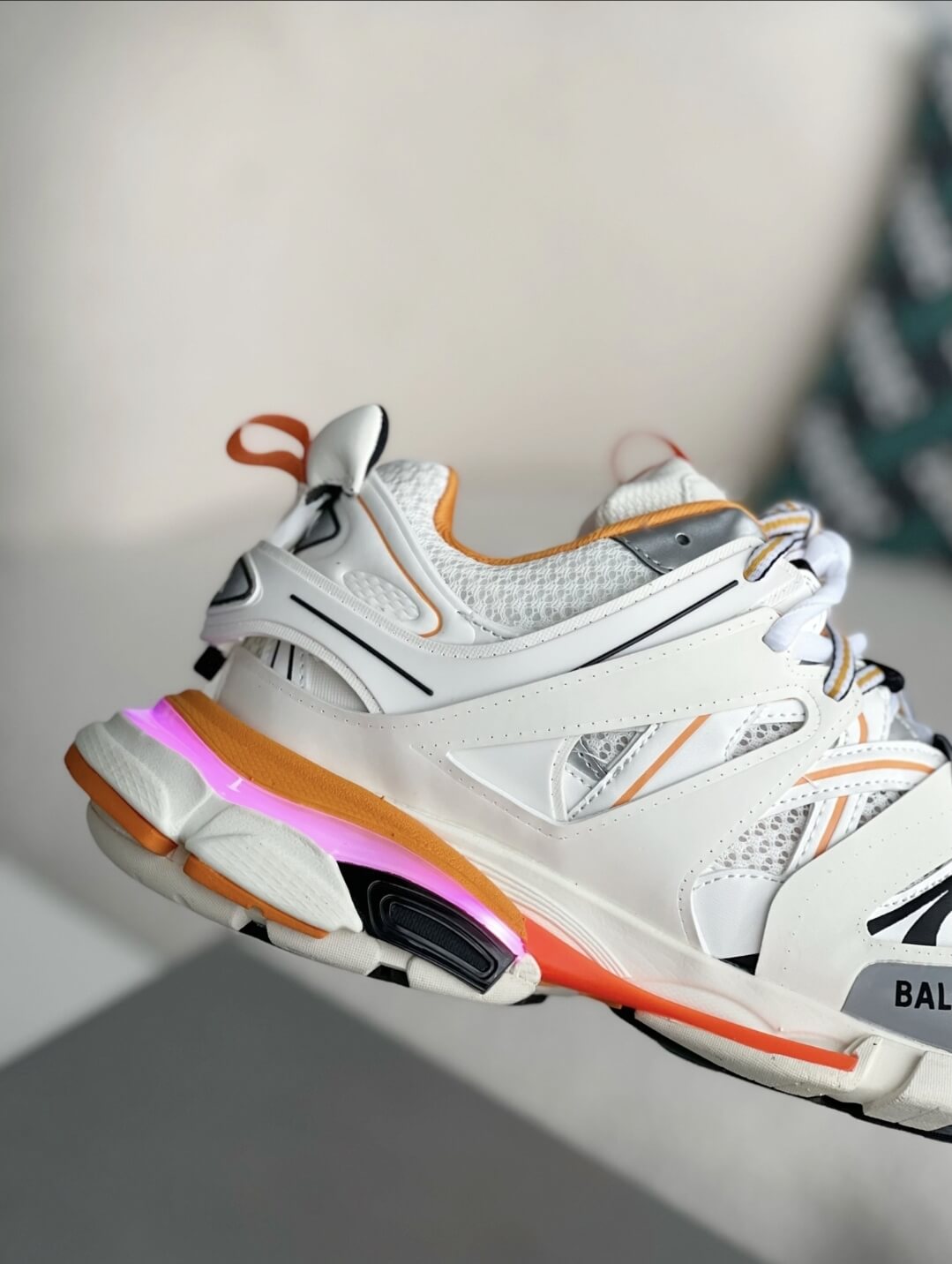 Balenciaga Track Sneaker – White, Orange & Neon Yellow