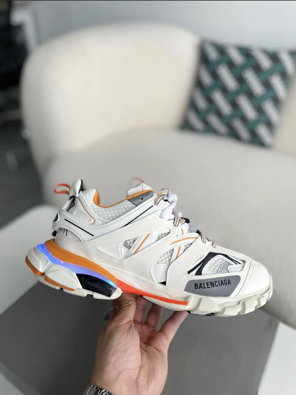 Balenciaga Track Sneaker – White, Orange & Neon Yellow