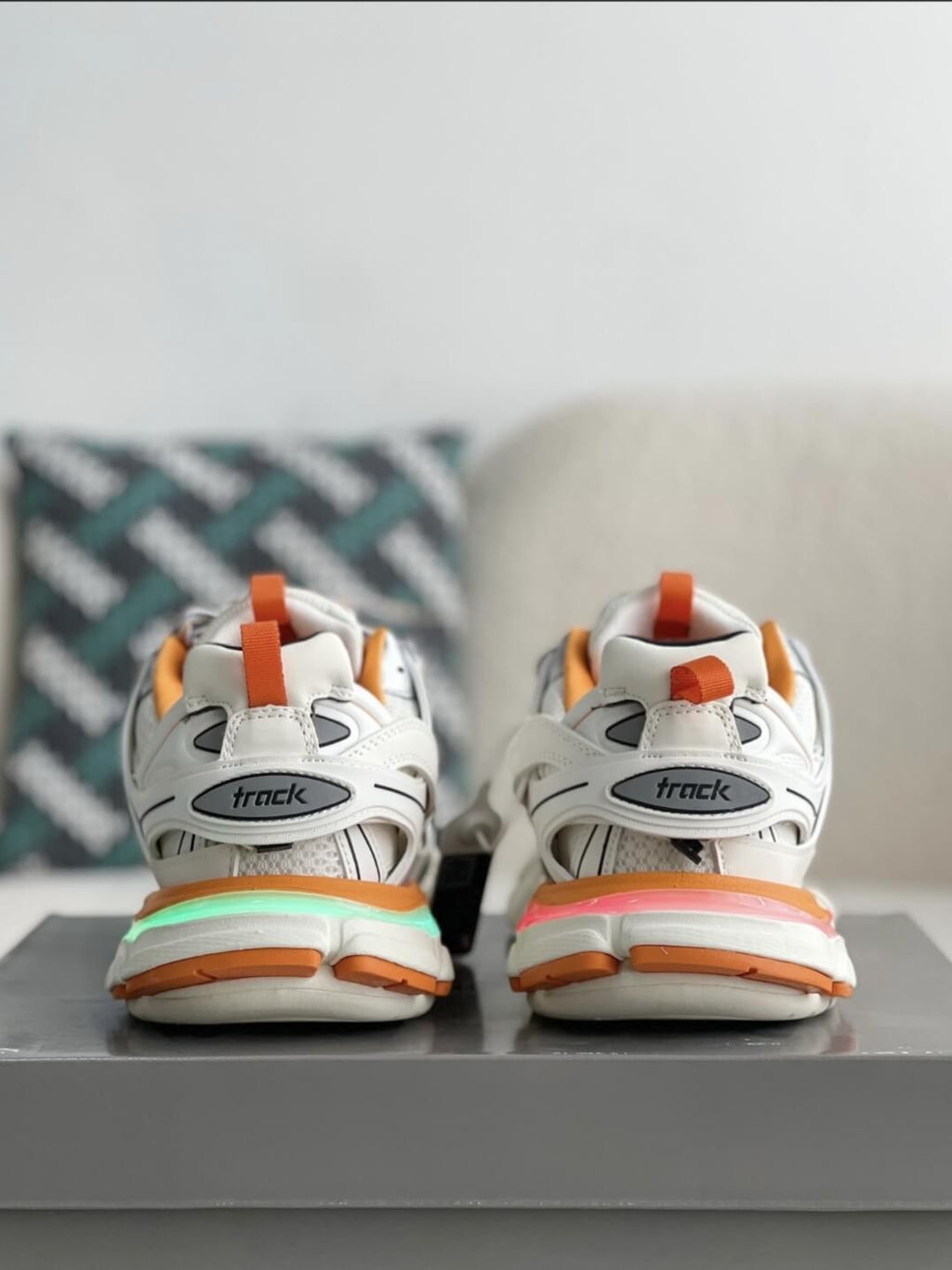 Balenciaga Track Sneaker – White, Orange & Neon Yellow