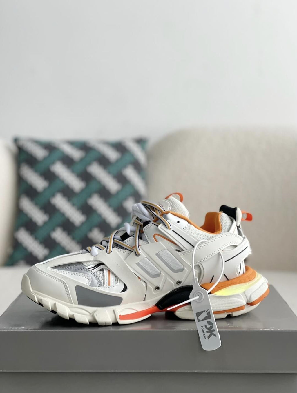 Balenciaga Track Sneaker – White, Orange & Neon Yellow