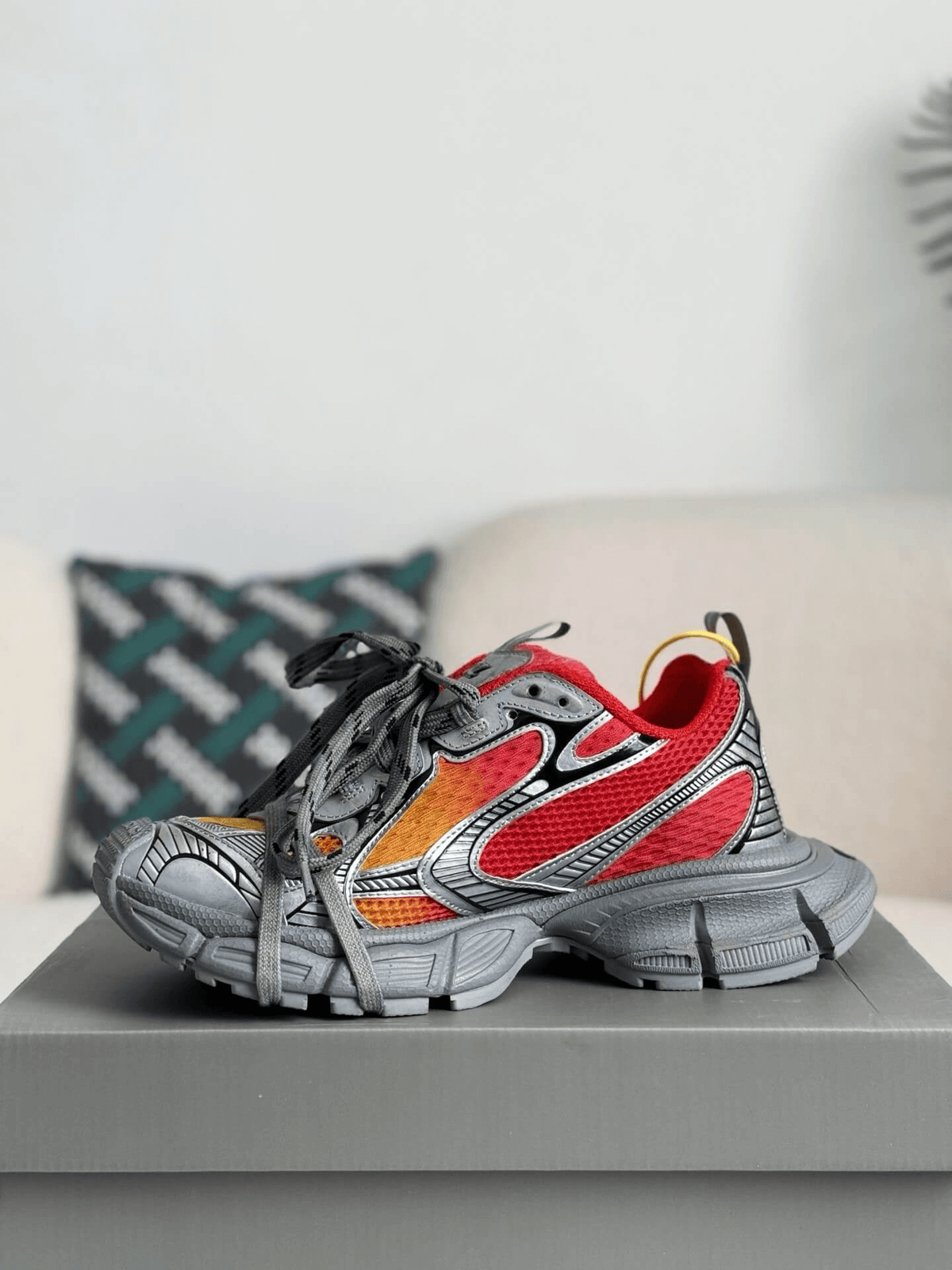 Balenciaga 3XL Sneaker – Red, Yellow & Metallic Silver