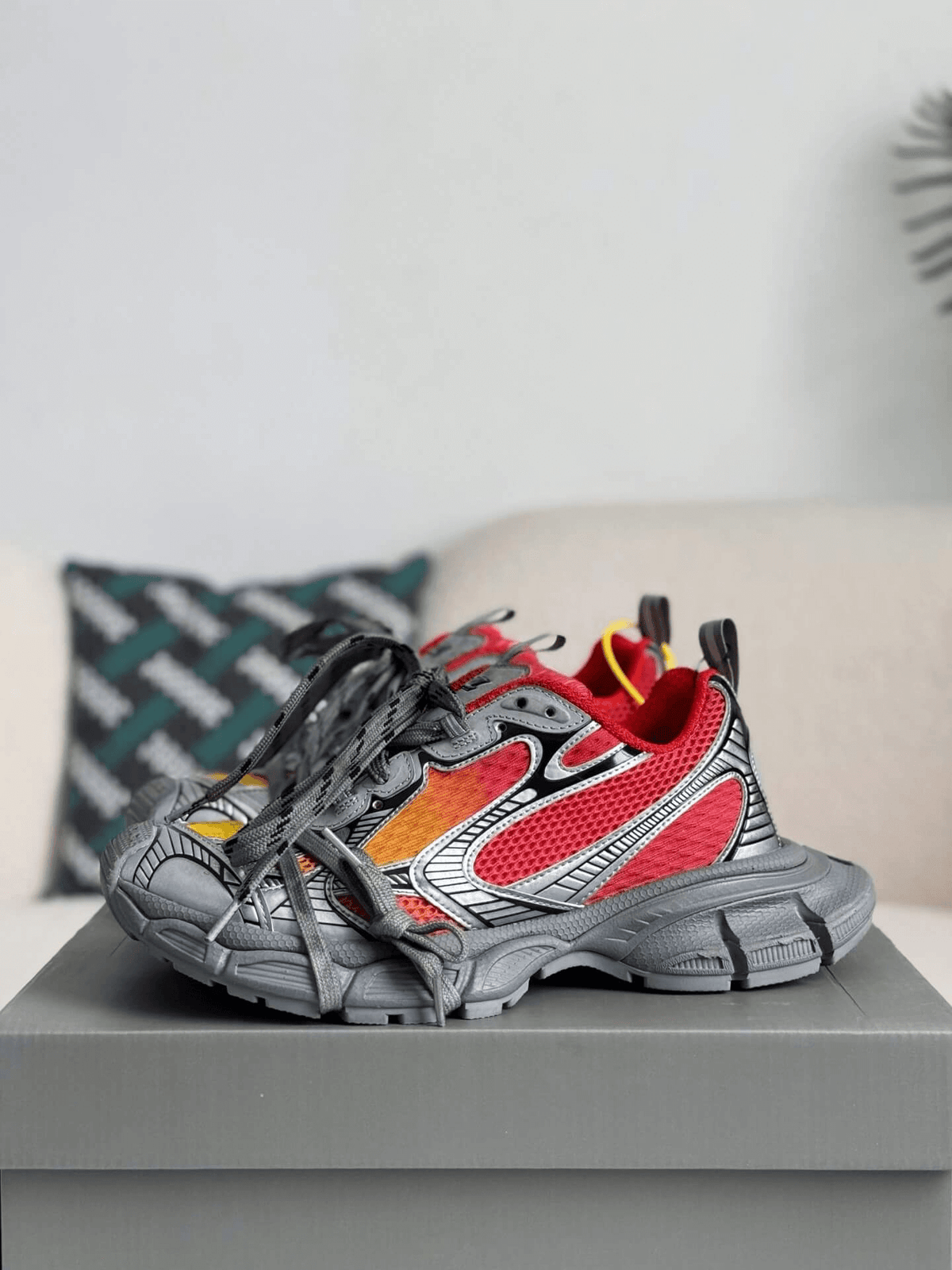 Balenciaga 3XL Sneaker – Red, Yellow & Metallic Silver