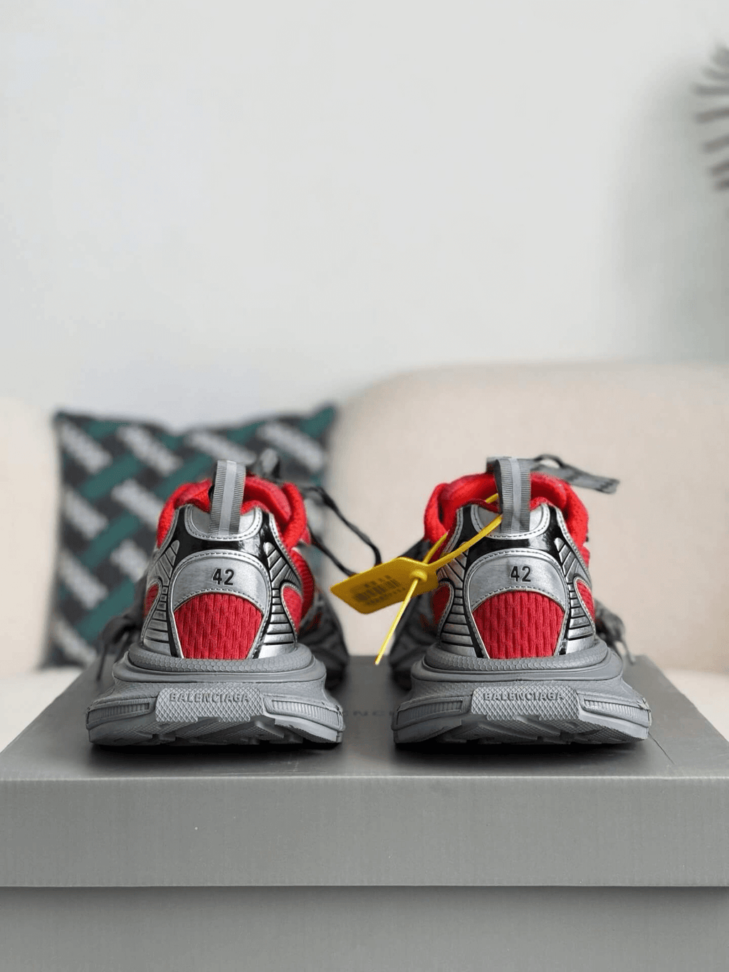 Balenciaga 3XL Sneaker – Red, Yellow & Metallic Silver