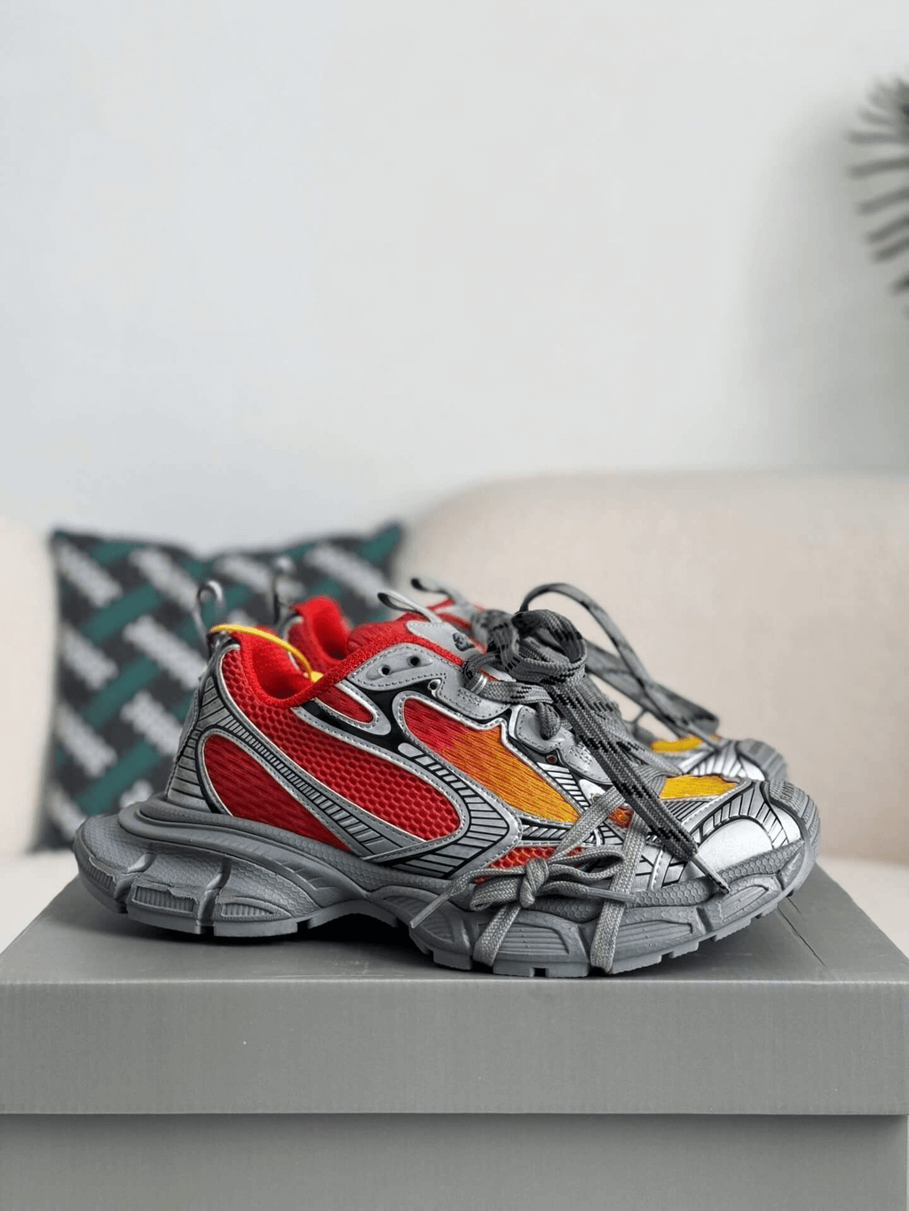 Balenciaga 3XL Sneaker – Red, Yellow & Metallic Silver