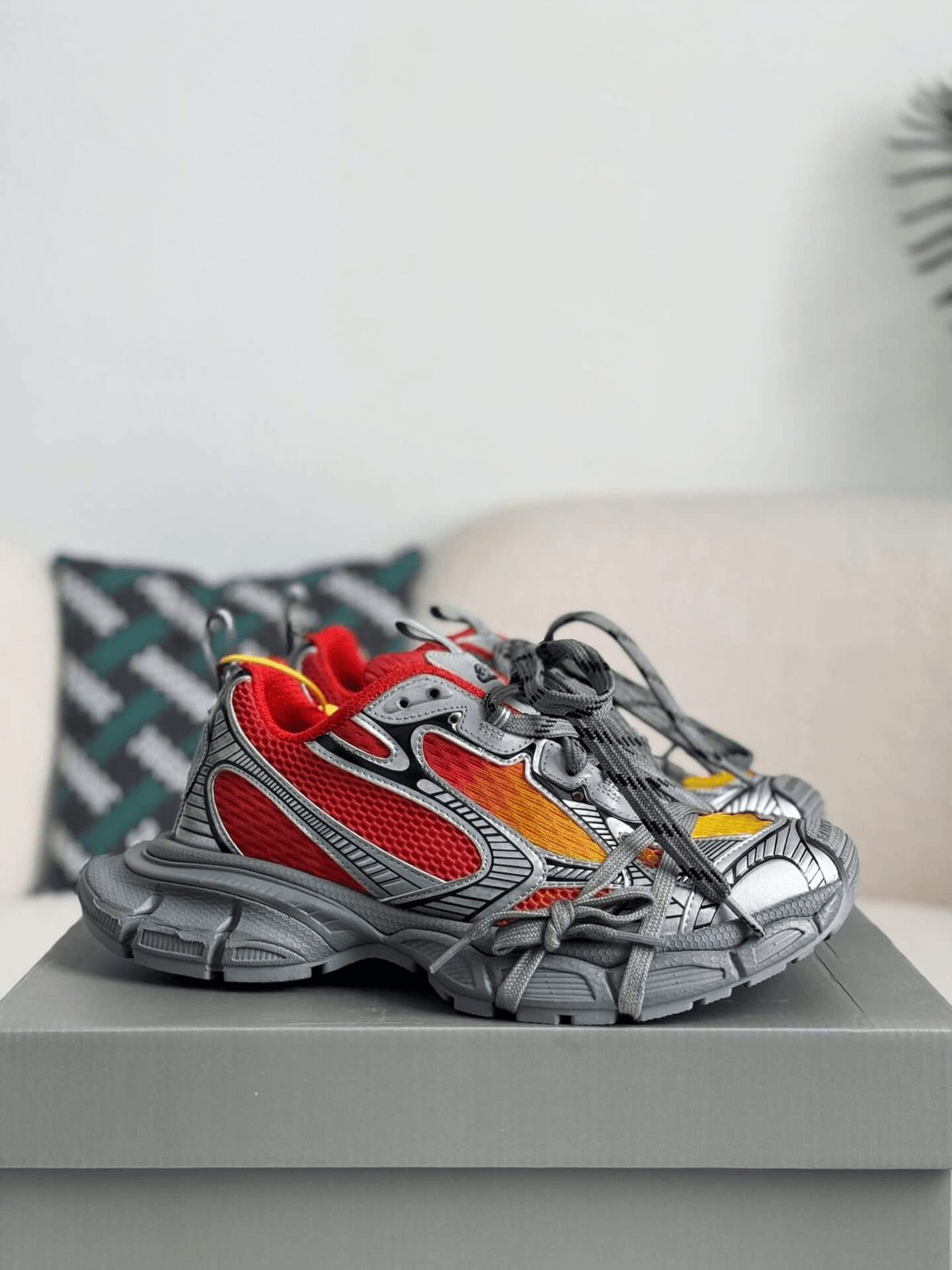 Balenciaga 3XL Sneaker – Red, Yellow & Metallic Silver