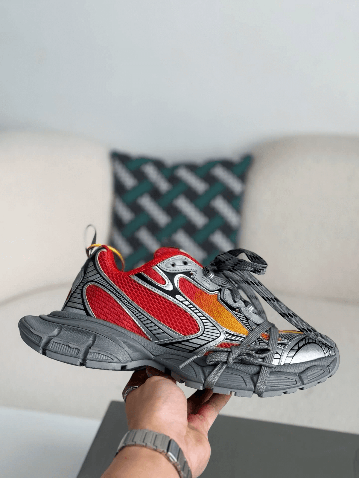 Balenciaga 3XL Sneaker – Red, Yellow & Metallic Silver