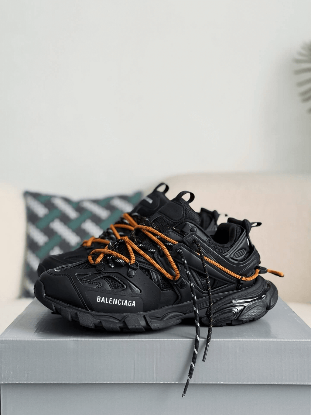 Balenciaga Track Sneaker – Black & Orange Hiking Laces