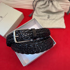 Brunello Cucinelli Woven Leather Belt Black Hand-Woven Calfskin