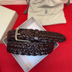 Brunello Cucinelli Woven Leather Belt Dark Brown Hand-Woven Calfskin