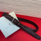 Brunello Cucinelli Woven Leather Belt Dark Brown Hand-Woven Calfskin