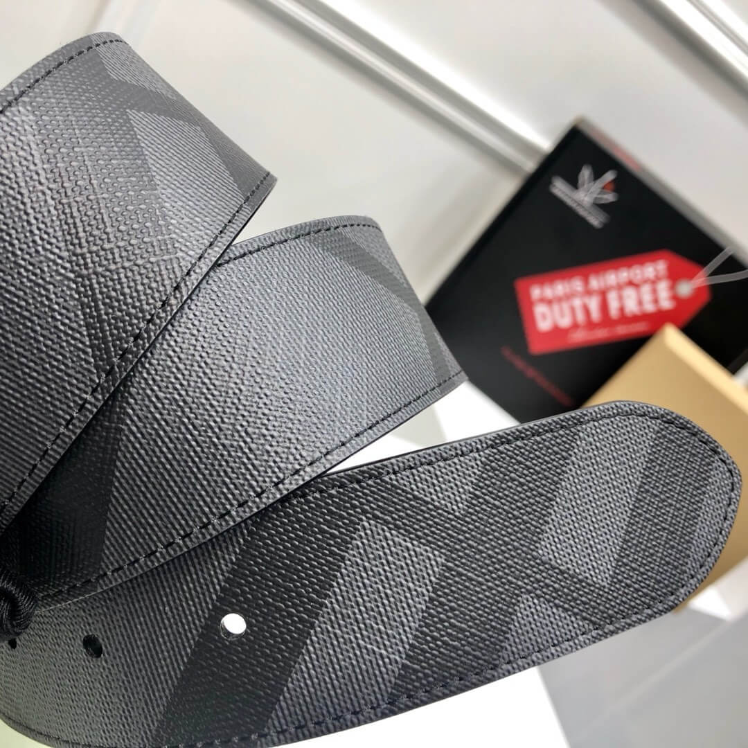 Burberry Black Check-Print Reversible Faux-Leather Belt