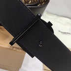 Burberry Brown Bridle Monogram Coated Canvas TB Buckle Belt in Matte Black Hardware
