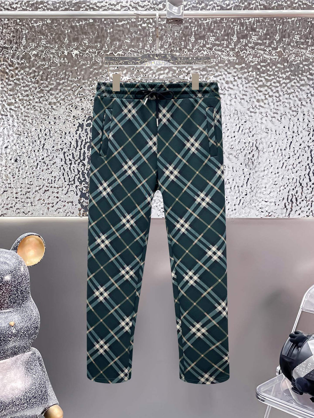 Burberry Diagonal Check Technical Jersey Tracksuit Dark Green