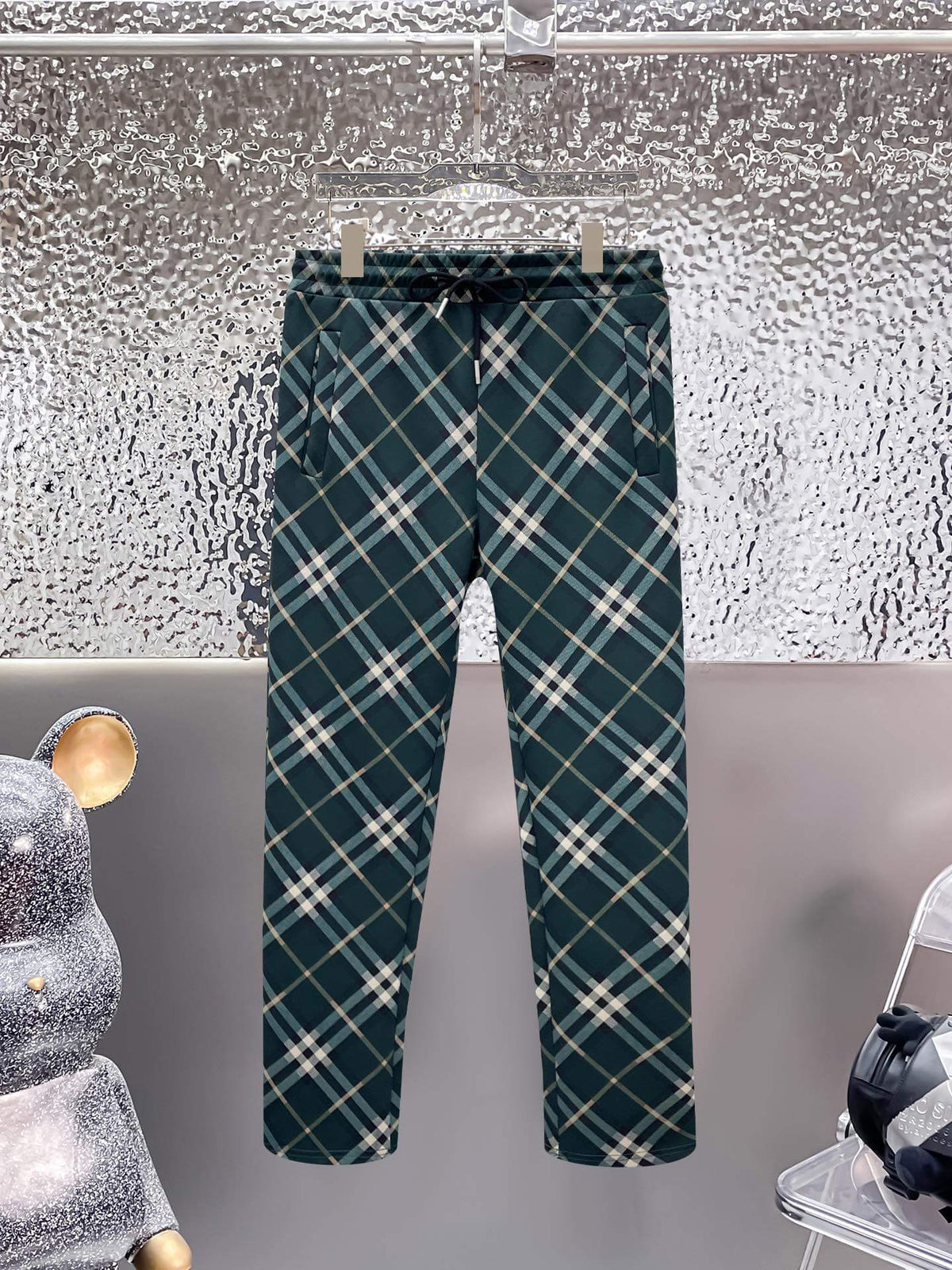 Burberry Diagonal Check Technical Jersey Tracksuit Dark Green