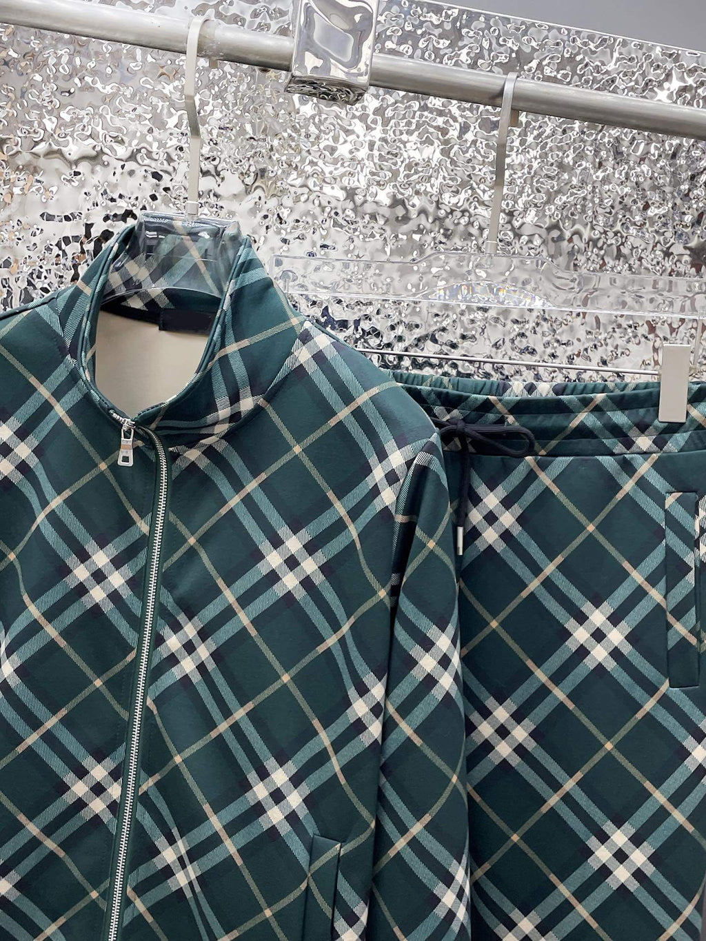 Burberry Diagonal Check Technical Jersey Tracksuit Dark Green