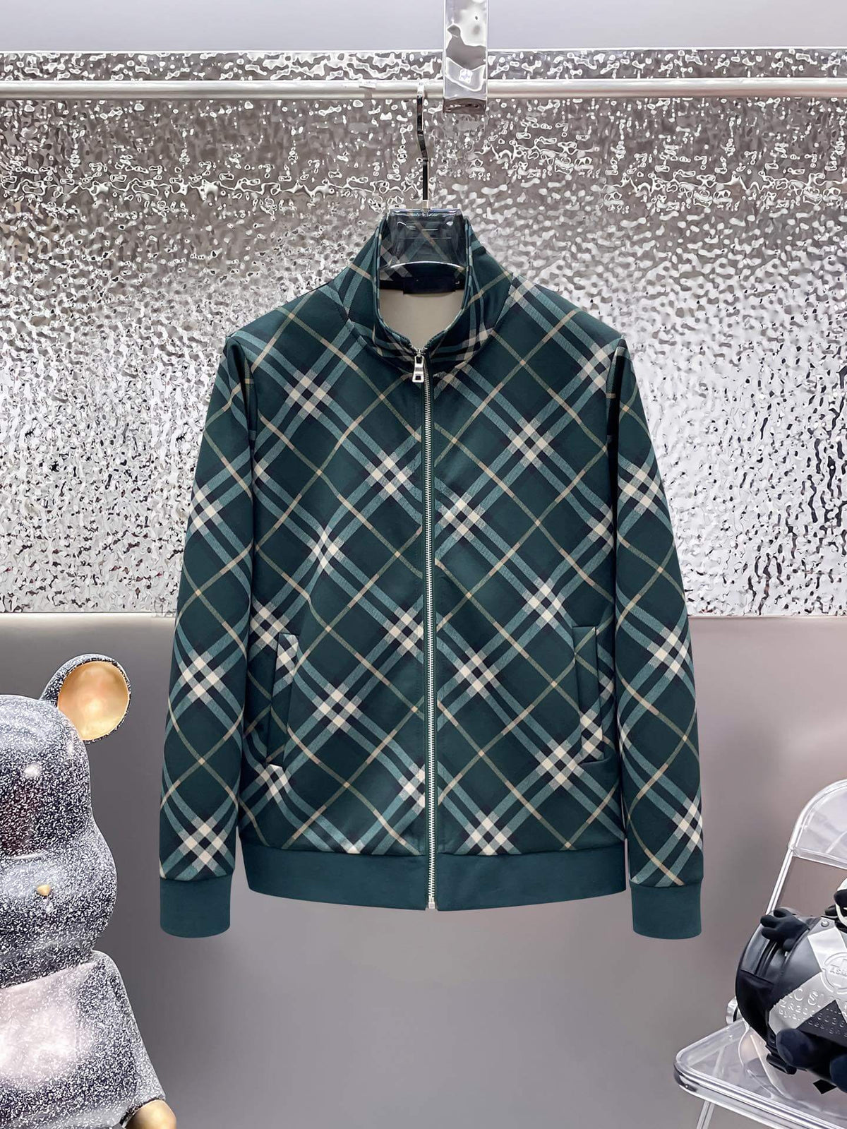Burberry Diagonal Check Technical Jersey Tracksuit Dark Green
